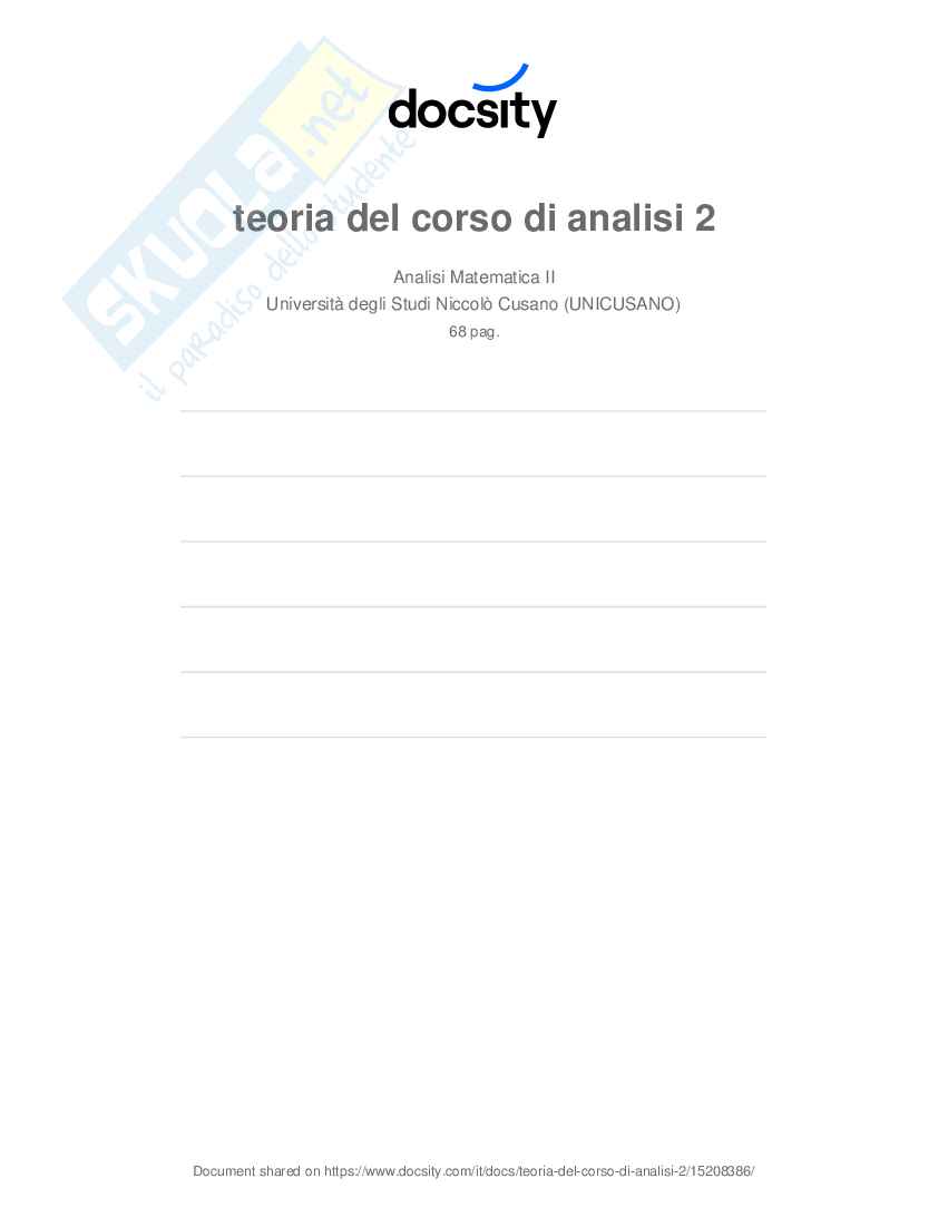 Appunti Analisi matematica 2 Pag. 1