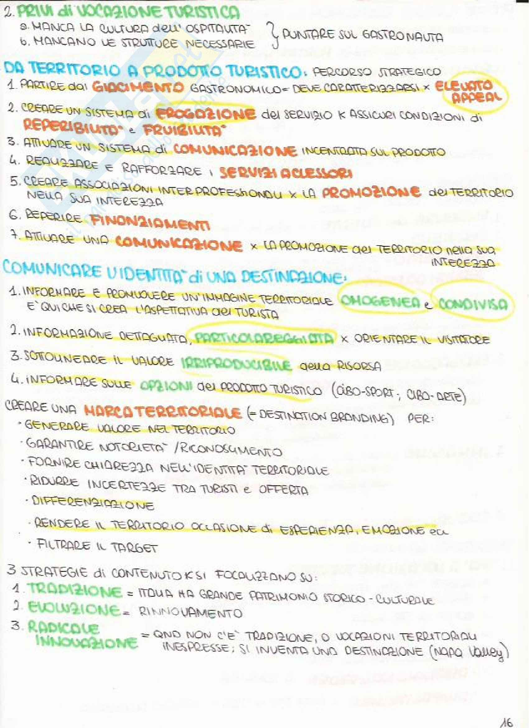 Valorizzazione delle Risorse Agroalimentari a Fini Turistici - Appunti Pag. 16