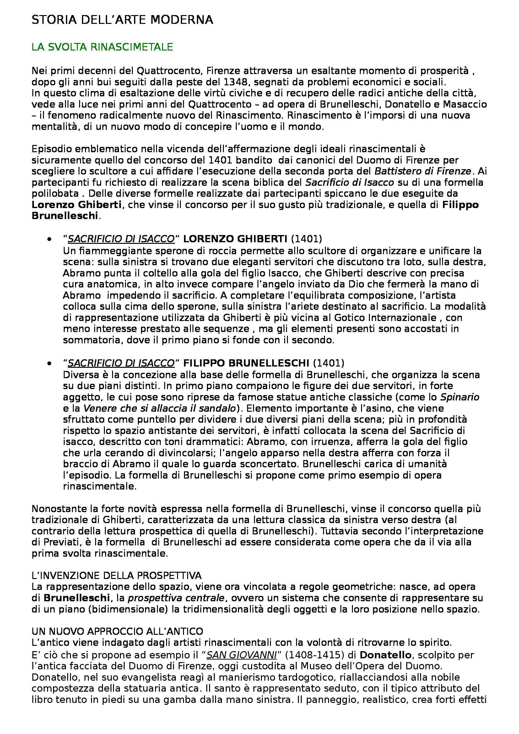 Storia dell'arte moderna - svolta rinascimentale Pag. 1
