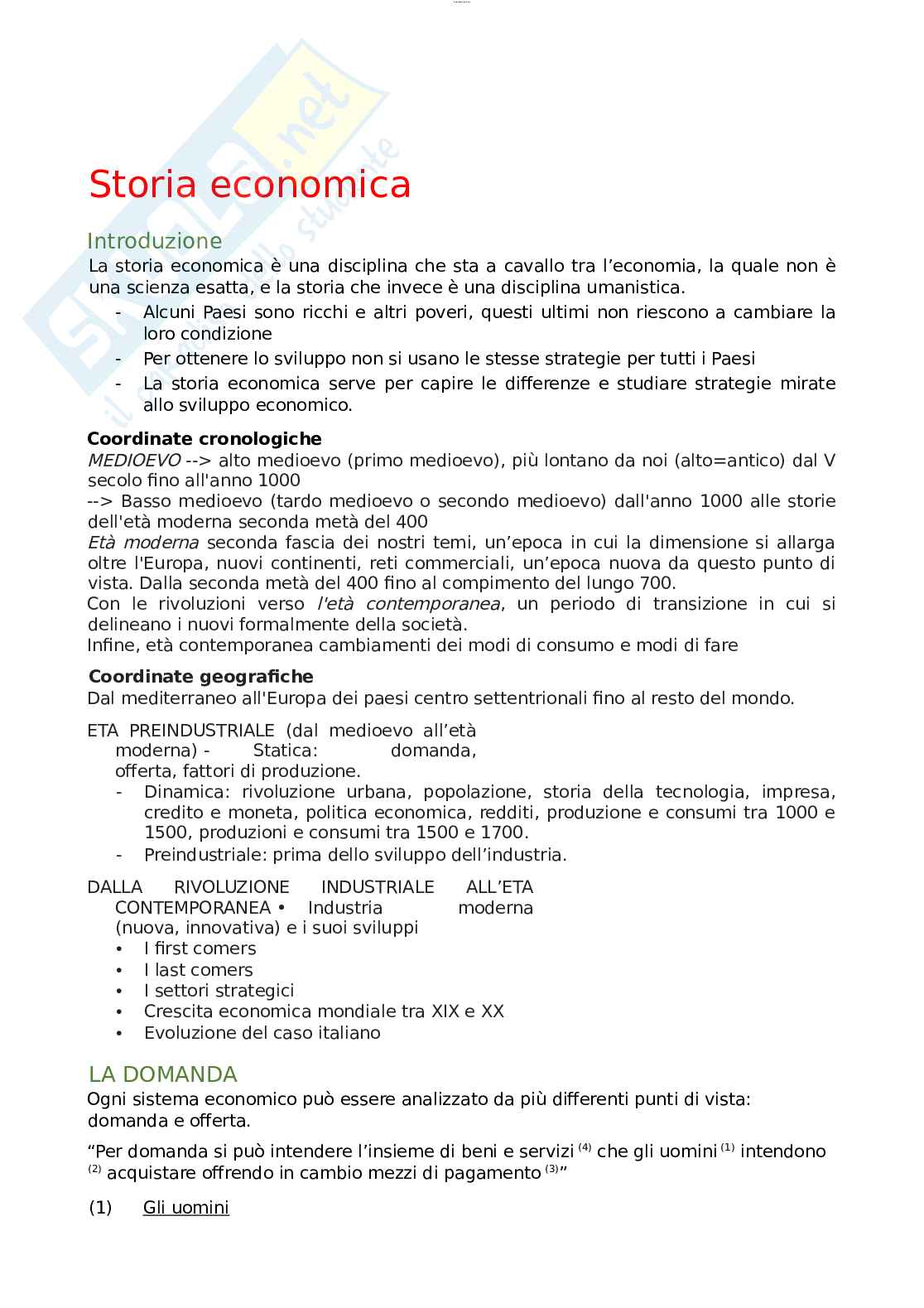 Appunti Storia economica  Pag. 1