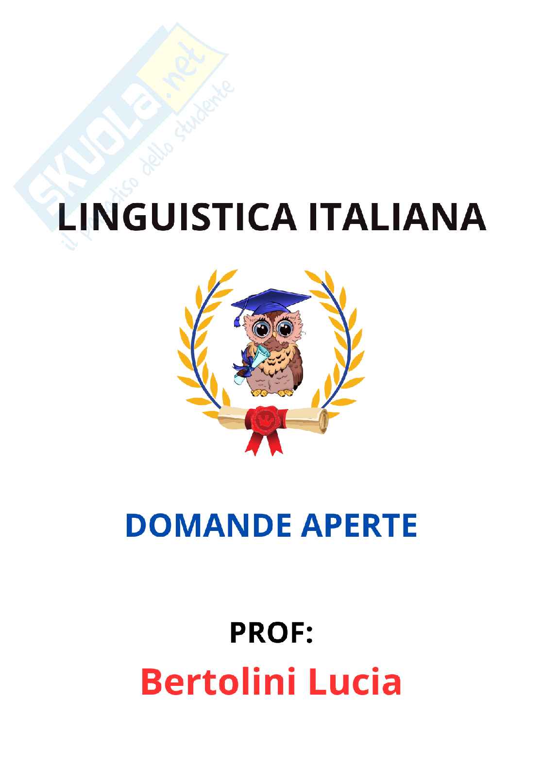 Paniere Linguistica italiana - Risposte aperte - aggiornato (2026) Pag. 1