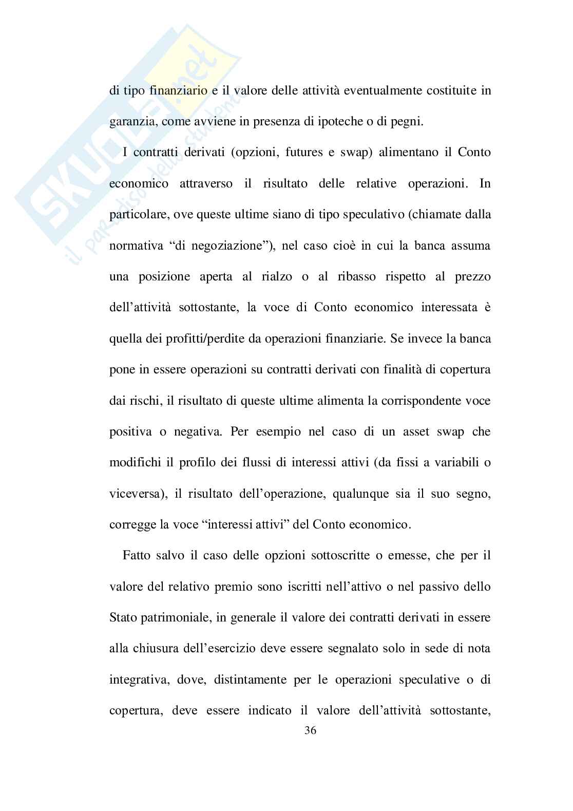 I prodotti derivati nel bilancio delle banche Pag. 36