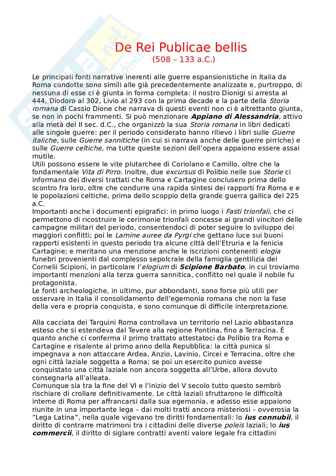 Riassunto esame Storia romana, Prof. Tantillo Ignazio, libro consigliato Storia romana, Gerace, Marcone Pag. 1