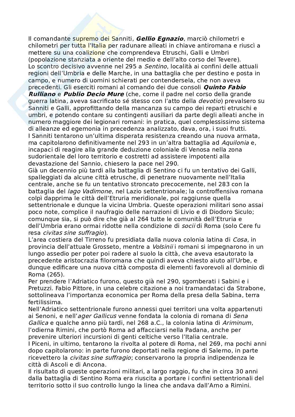 Riassunto esame Storia romana, Prof. Tantillo Ignazio, libro consigliato Storia romana, Gerace, Marcone Pag. 11