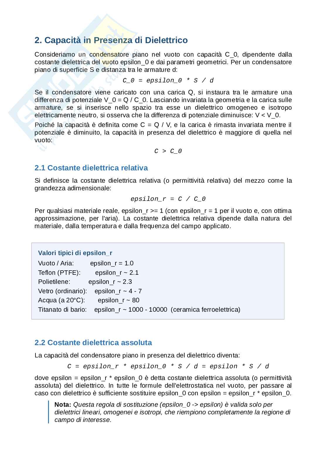 Condensatori e dielettrici Pag. 2