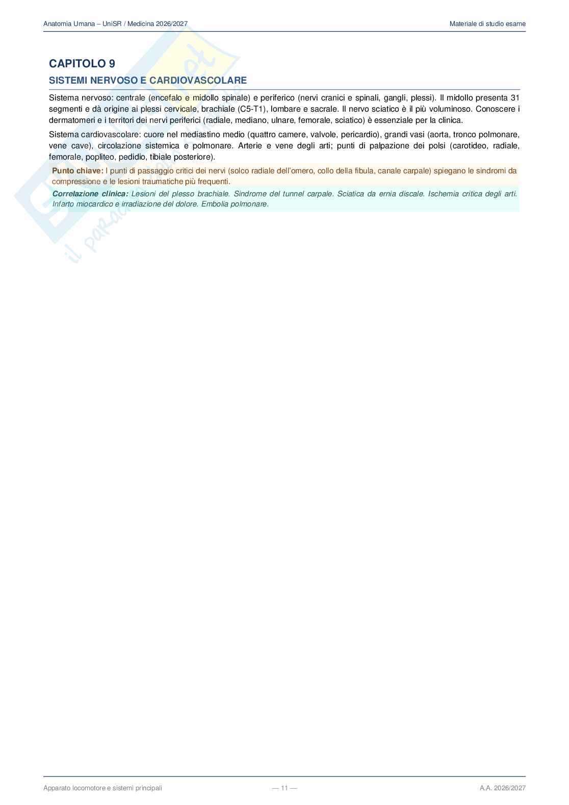 Anatomia umana, 1° anno  – Appunti completi 2026/2027 Pag. 11