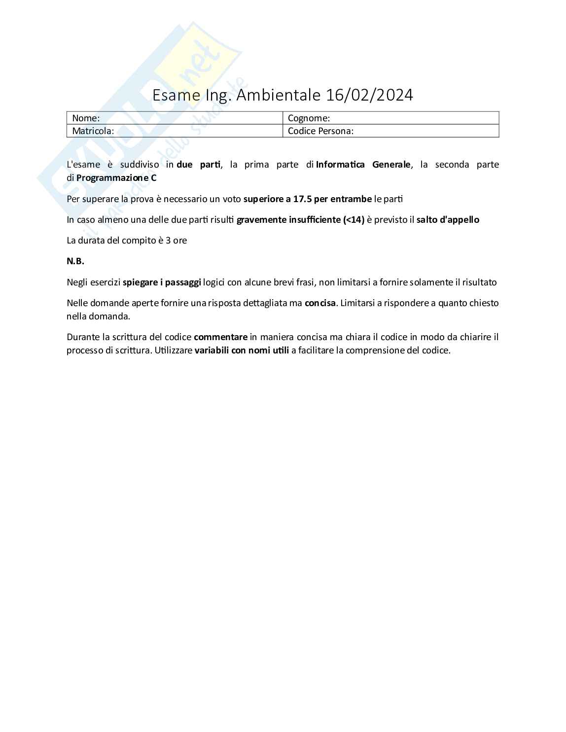 Tema d'esame svolto di Informatica Pag. 1