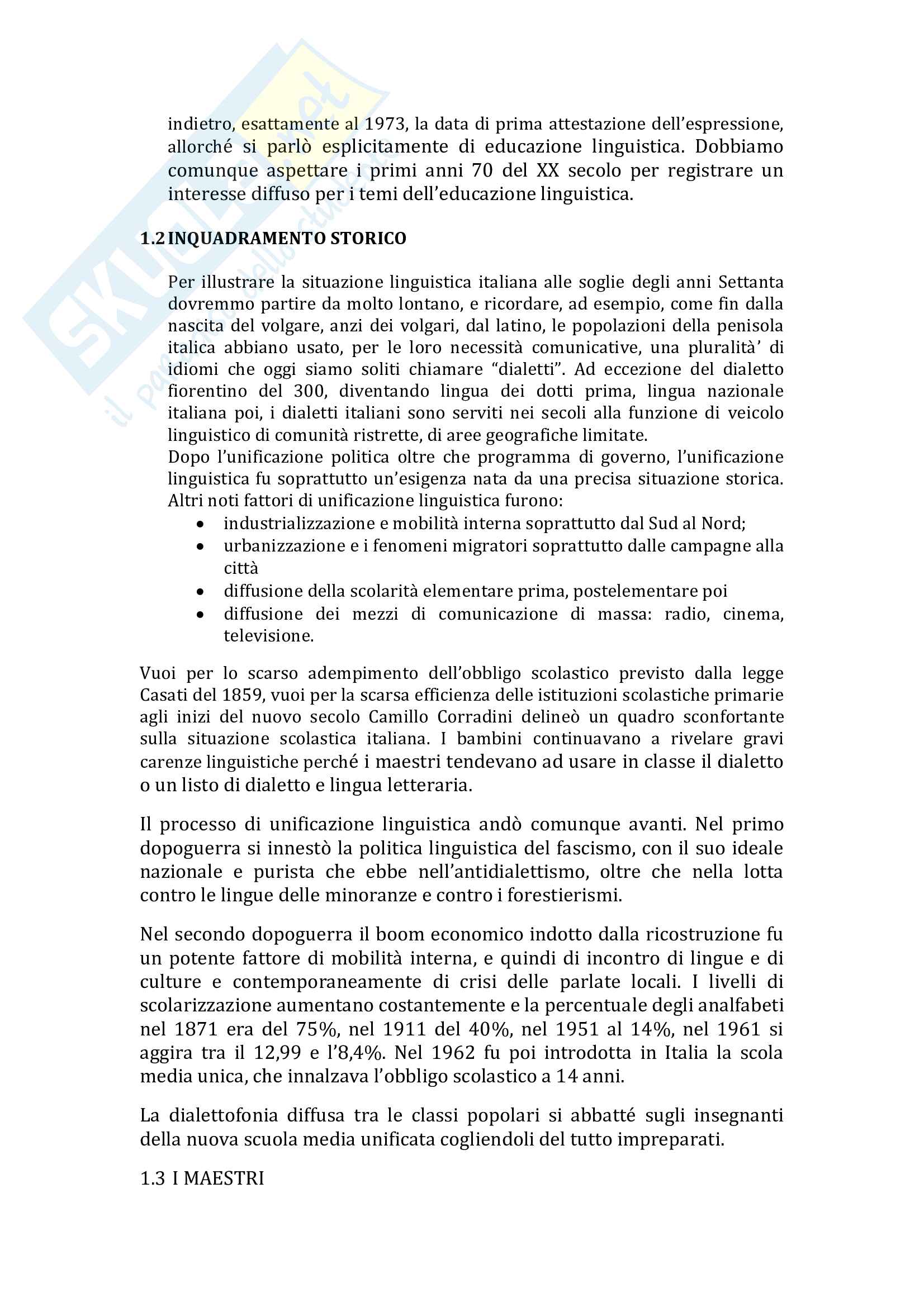 Riassunto esame Linguistica italiana, prof. D'Anzi, libro consigliato Lingua italiana ed educazione linguistica, Lo Duca Pag. 2