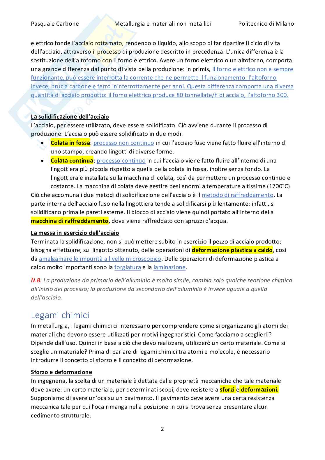 Appunti Metallurgia e materiali non metallici Pag. 2