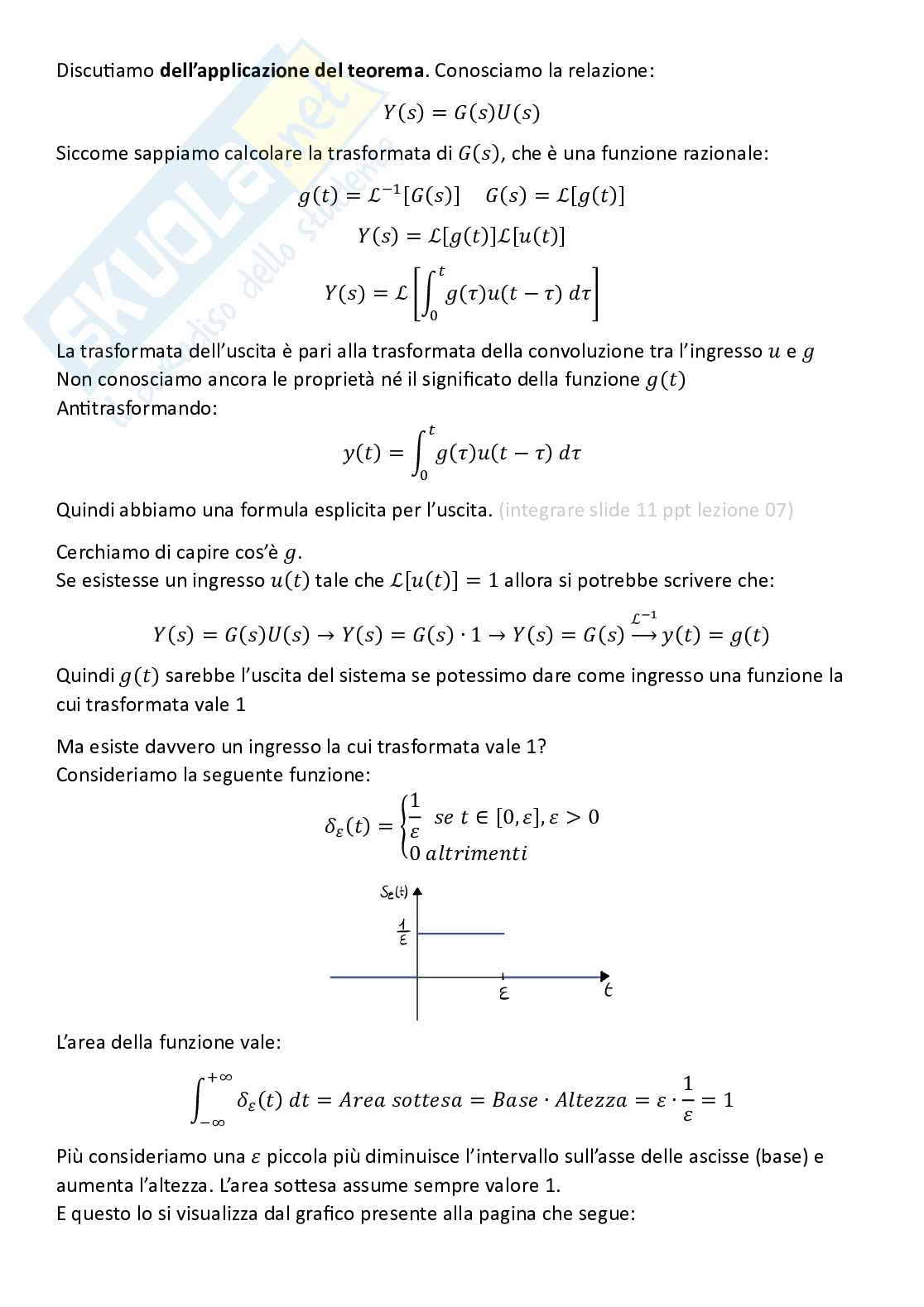 Controlli automatici, parte 3 - Funzione di trasferimento e convoluzione Pag. 16