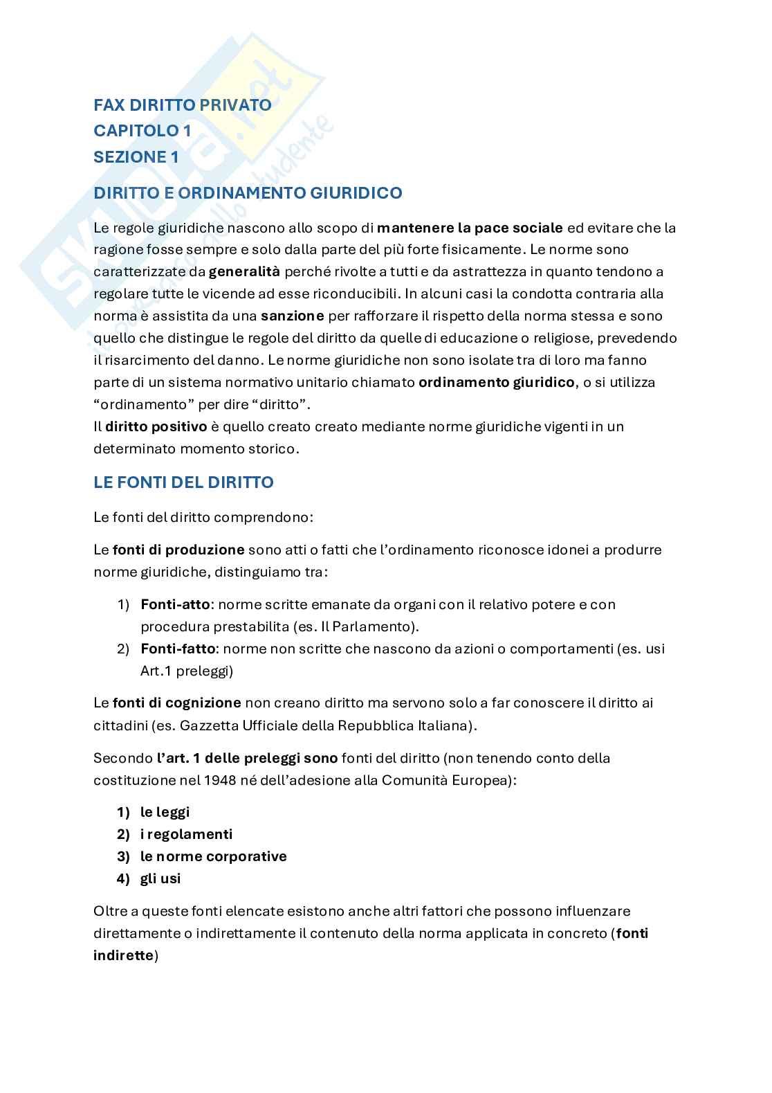 Riassunto esame Diritto privato, Prof. Imbrenda Mariassunta, libro consigliato Lineamenti di diritto privato nell'era dell'economia digitale, Imbrenda Pag. 1