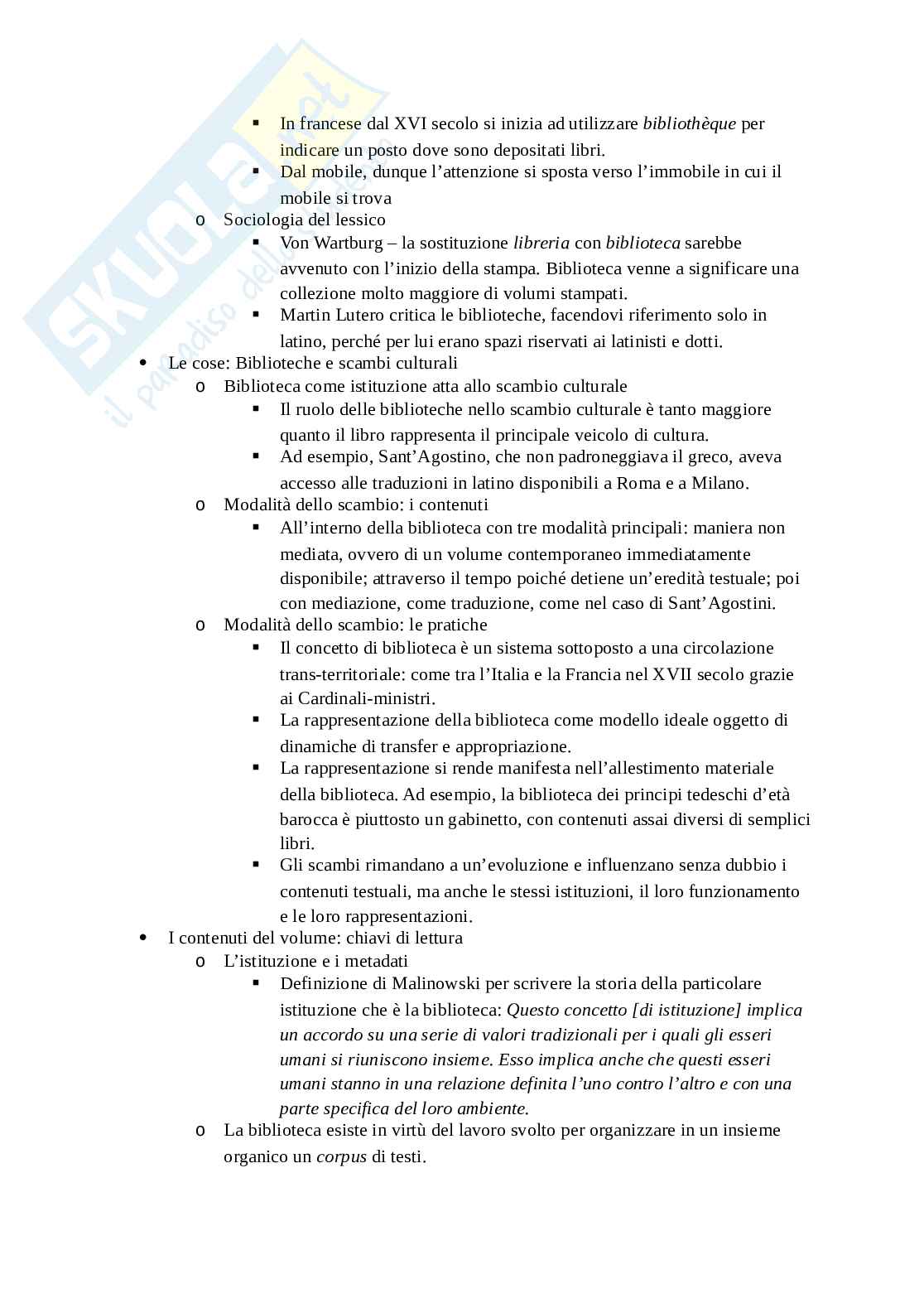 Riassunto esame Storia e Istituzioni musulmane, Prof. Tinti Paolo, libro consigliato Storia delle biblioteche: dall'antichità a oggi, Barbier Pag. 2