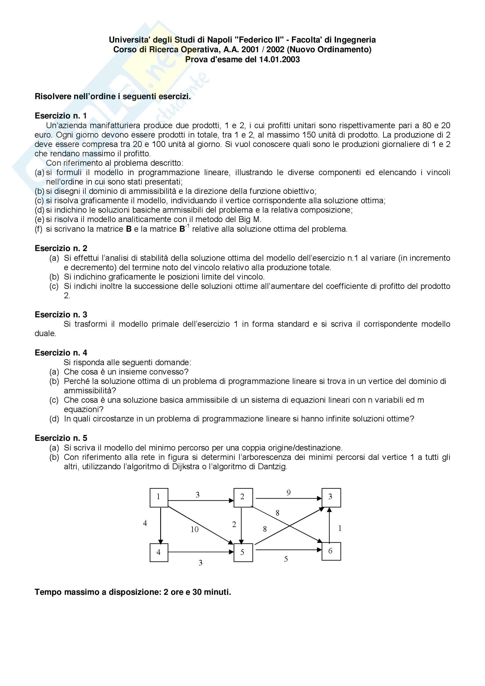Ricerca operativa - Esercitazione Pag. 1