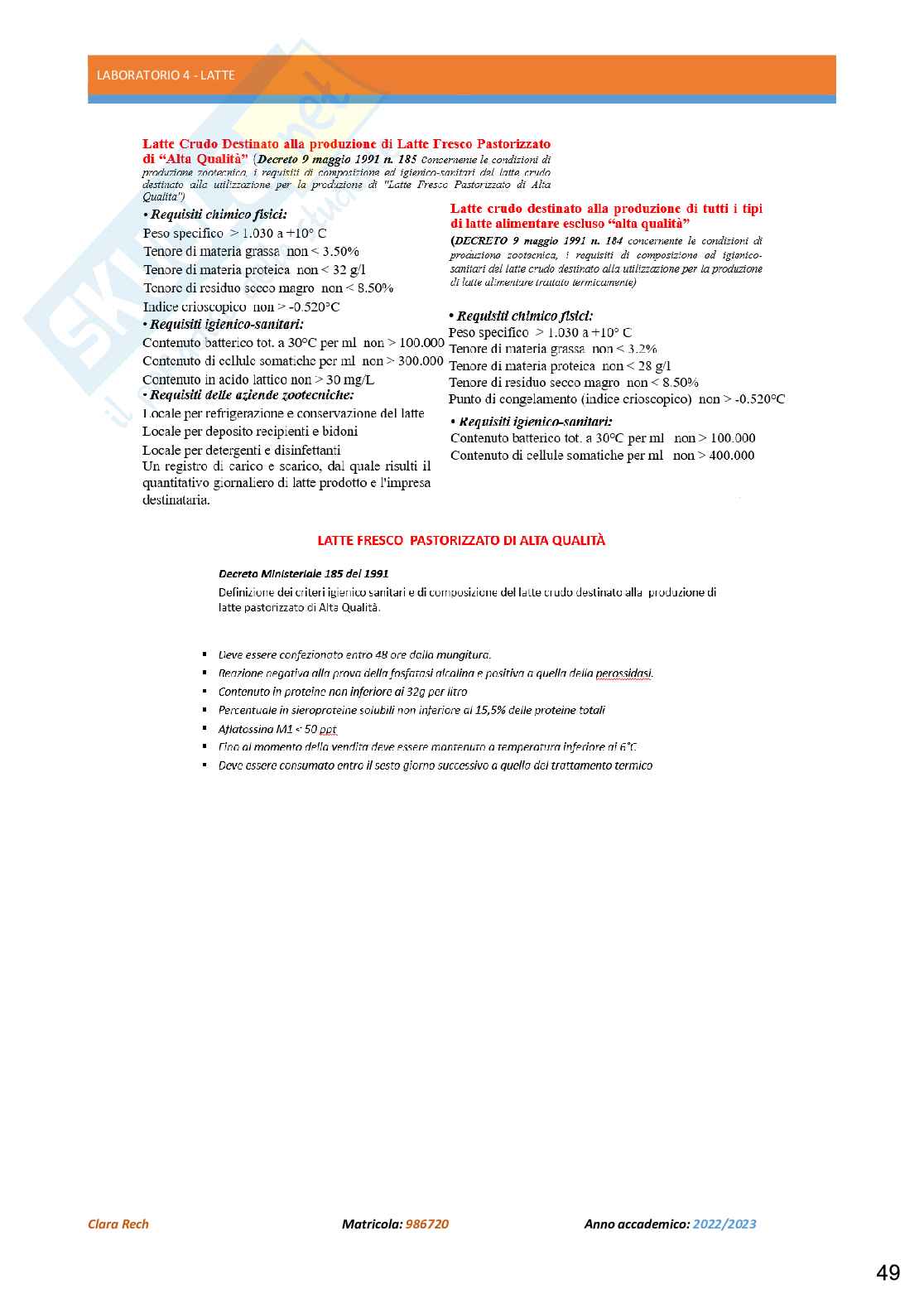 Quaderno di laboratorio Analisi chimiche dei prodotti alimentari Pag. 51