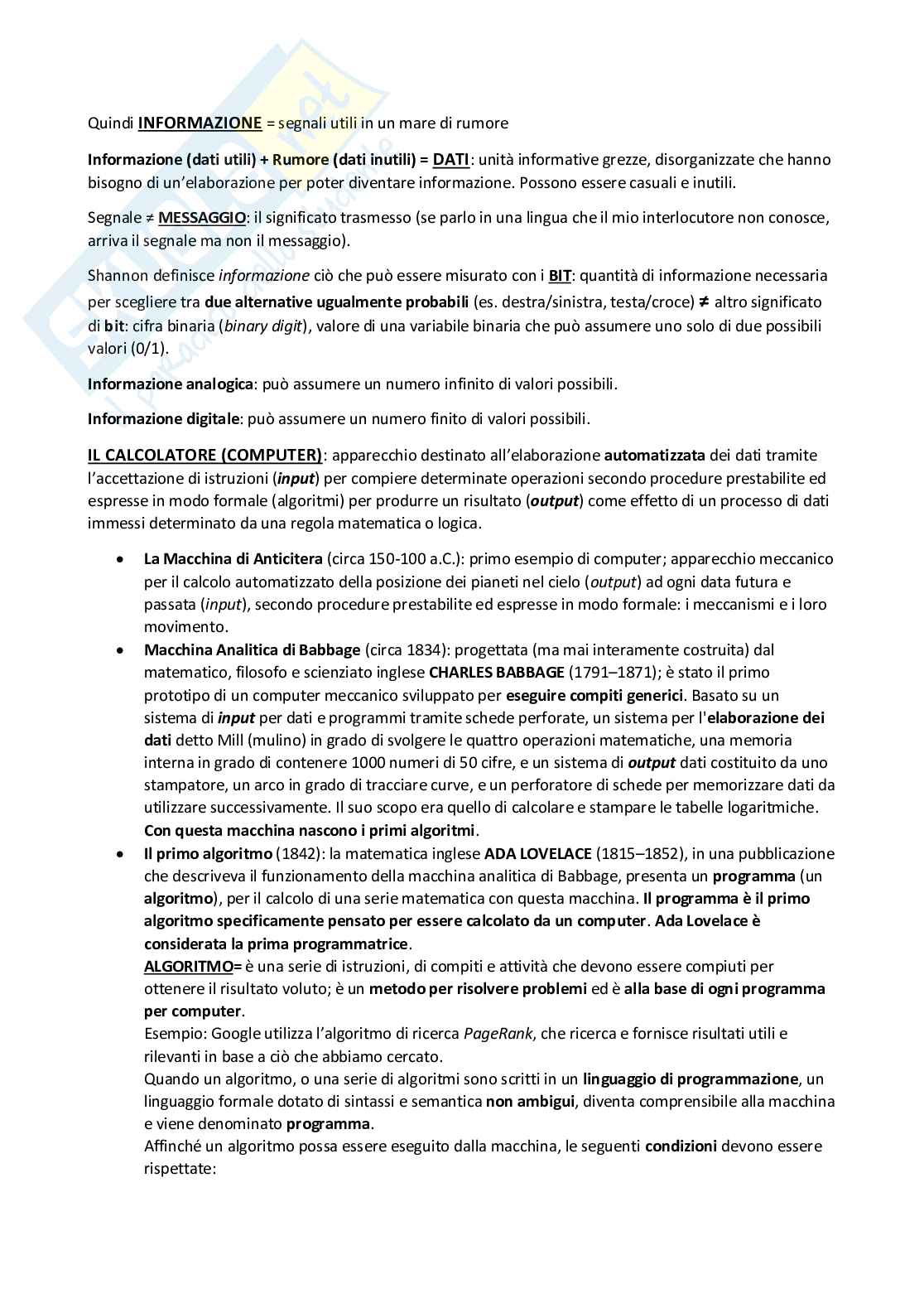 Riassunto esame Informatica per umanisti, Prof. Campagnolo Alberto, libro consigliato L'umanista digitale, Teresa Numerico, Domenico Fiormonte, Francesca Tomasi Pag. 2