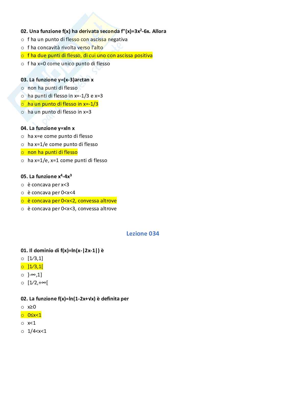 Paniere con risposte chiuse di Analisi matematica e applicazioni per Master Pag. 21