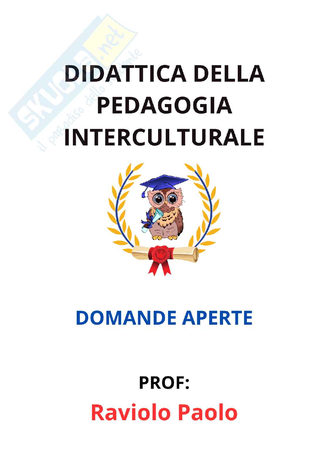 Paniere Didattica della pedagogia interculturale - Risposte aperte - aggiornato (2026) Pag. 1