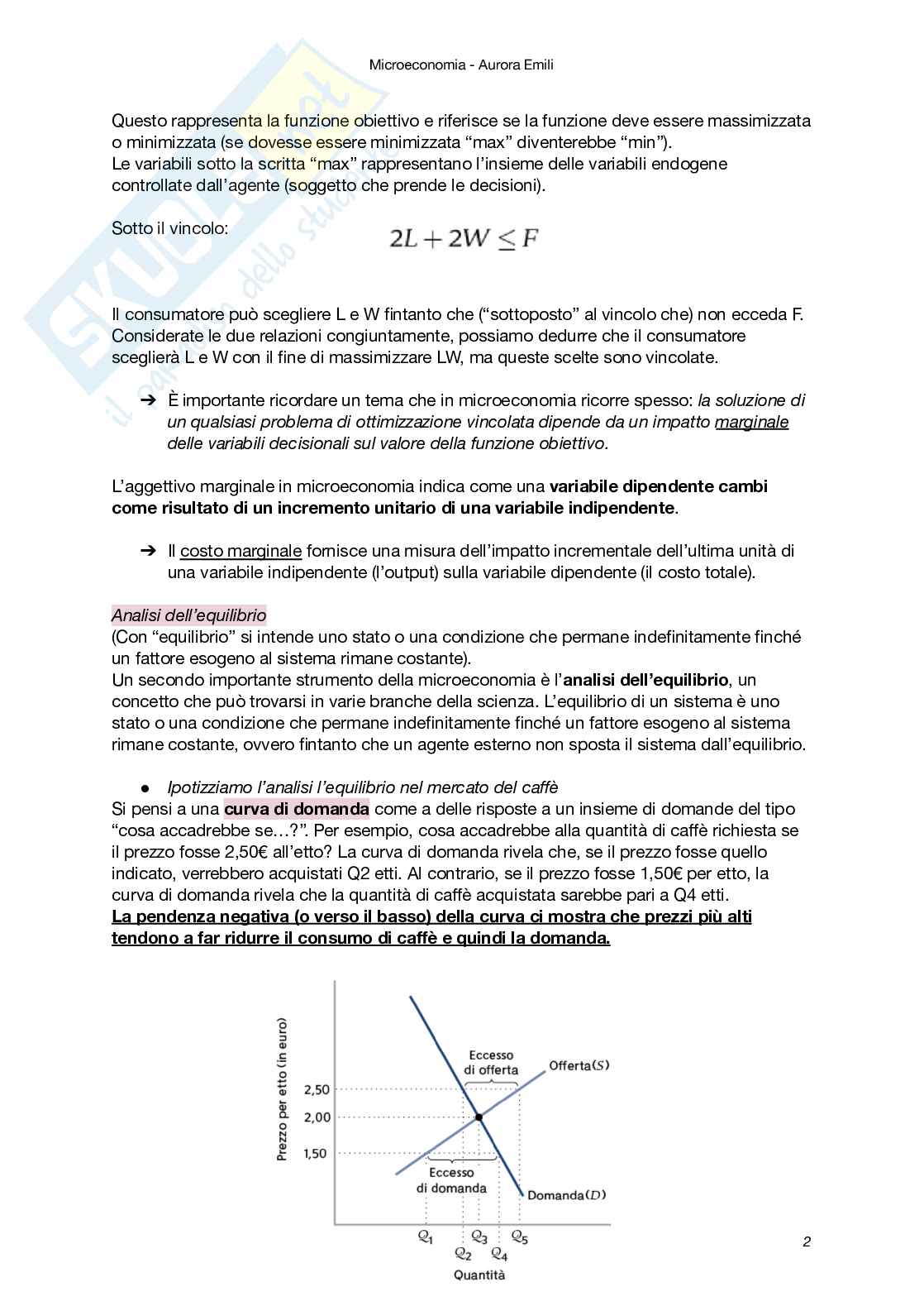 Riassunto esame Microeconomia, Prof. Vuri Daniela, libro consigliato Microeconomia (V Edizione), Besanko, Braeutigam Pag. 2