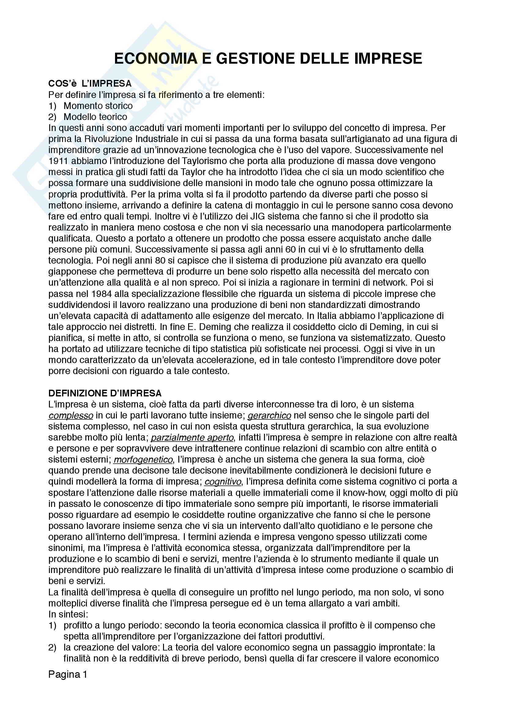 Appunti Economia E Gestione Delle Imprese Pdf