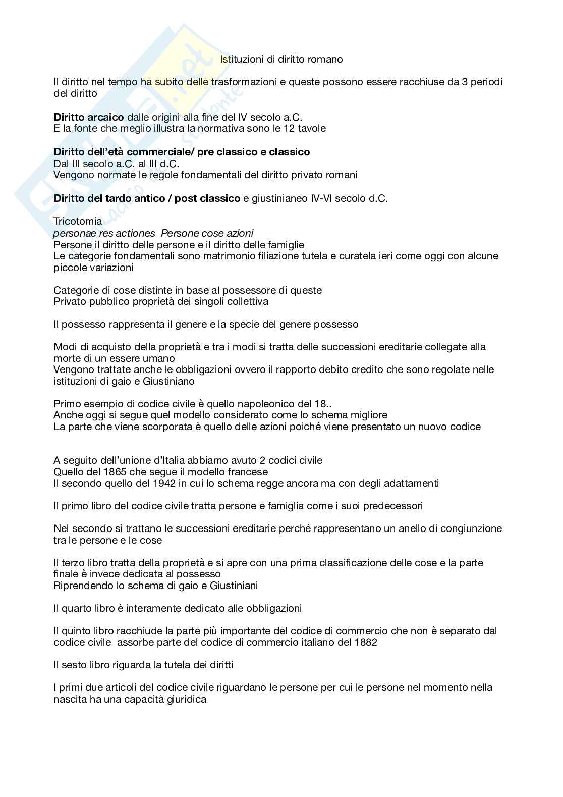 Appunti prima lezione Istituzioni di diritto romano Pag. 1
