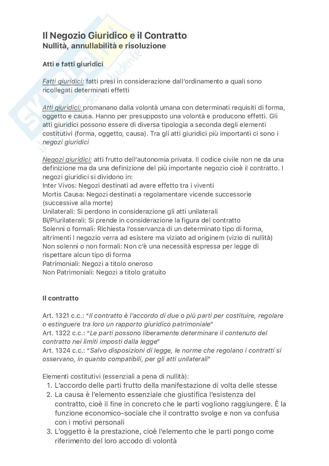 Diritto privato, linee essenziali Pag. 1