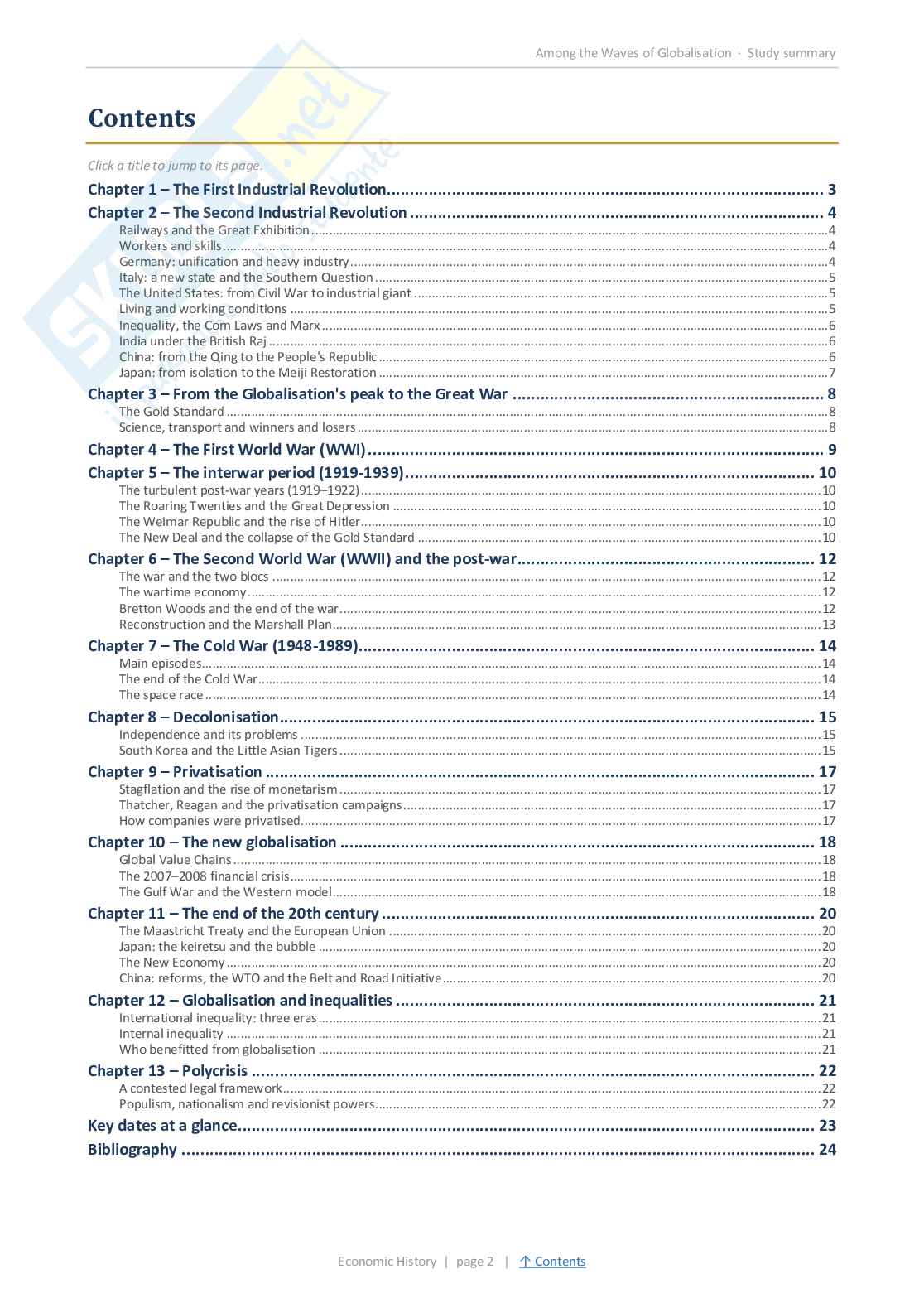 Riassunto esame Economic history, Prof. Tusset Gianfranco, libro consigliato Among the waves of Globalisation - An economic history of the world , Alfani, Colli Pag. 2