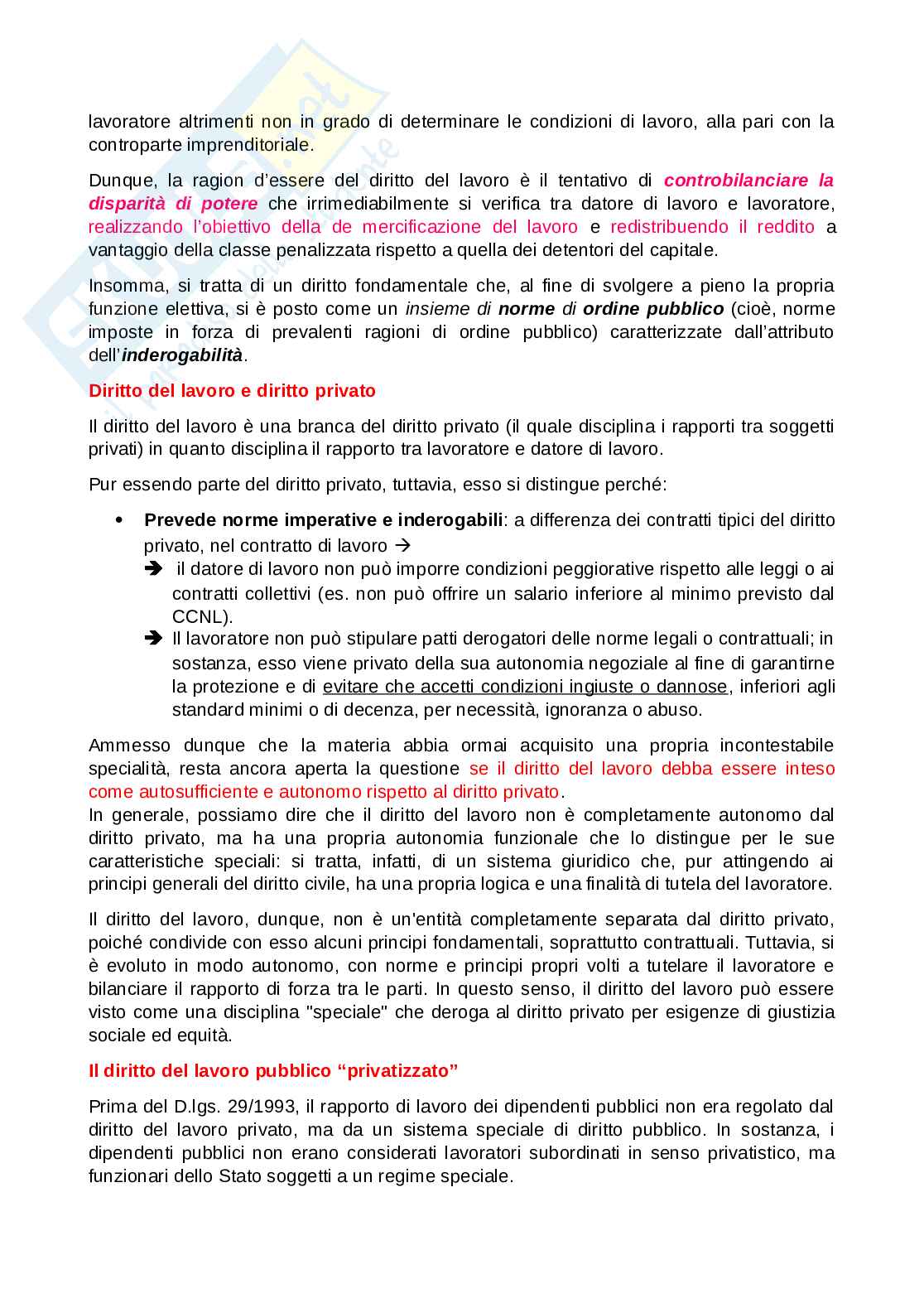 Riassunto esame Diritto del lavoro, Prof. Avio Alberto, libro consigliato Manuale di diritto del lavoro, Del Punta Pag. 2