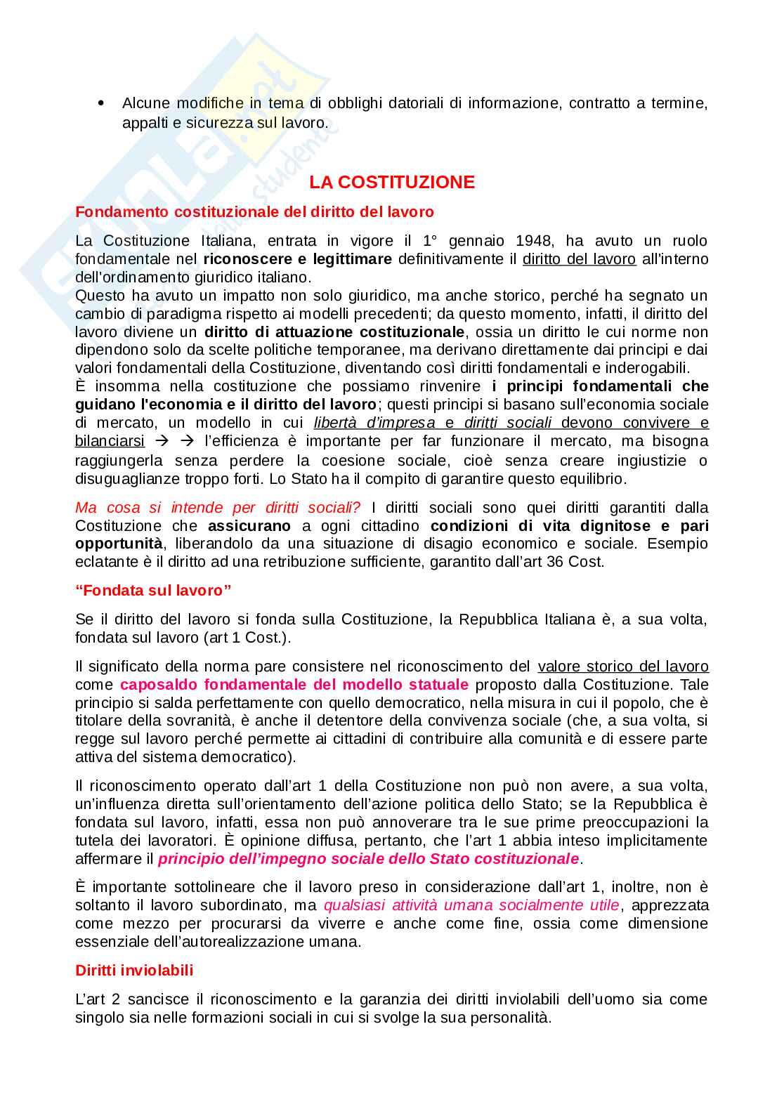Riassunto esame Diritto del lavoro, Prof. Avio Alberto, libro consigliato Manuale di diritto del lavoro, Del Punta Pag. 21