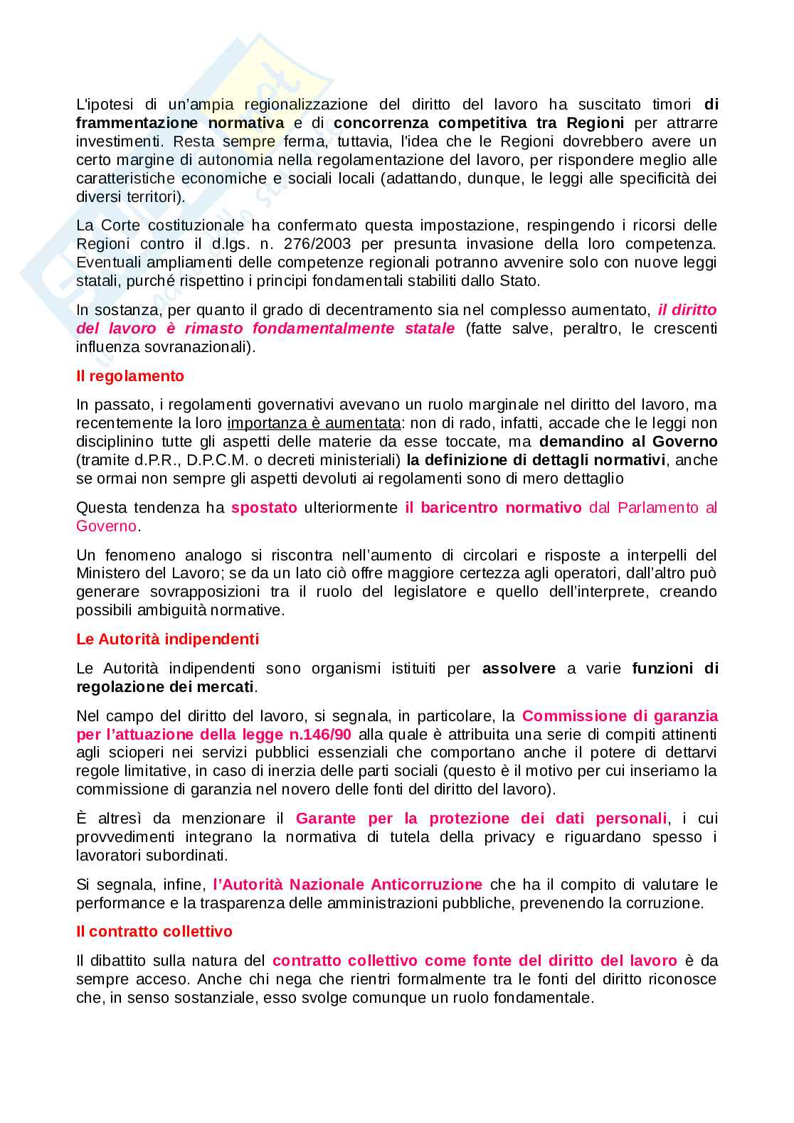 Riassunto esame Diritto del lavoro, Prof. Avio Alberto, libro consigliato Manuale di diritto del lavoro, Del Punta Pag. 26