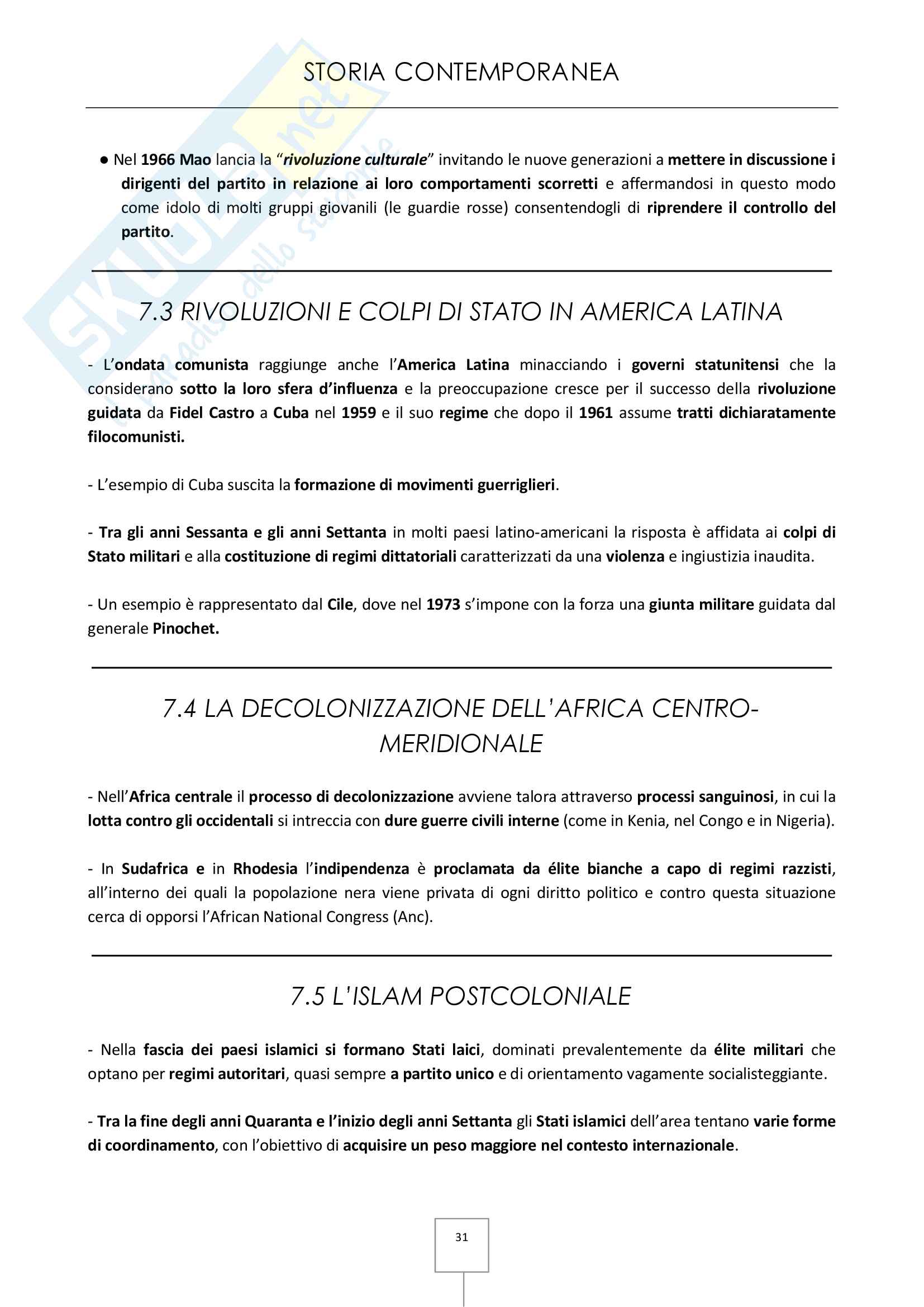 Riassunti di Storia contemporanea - Il Novecento Pag. 31