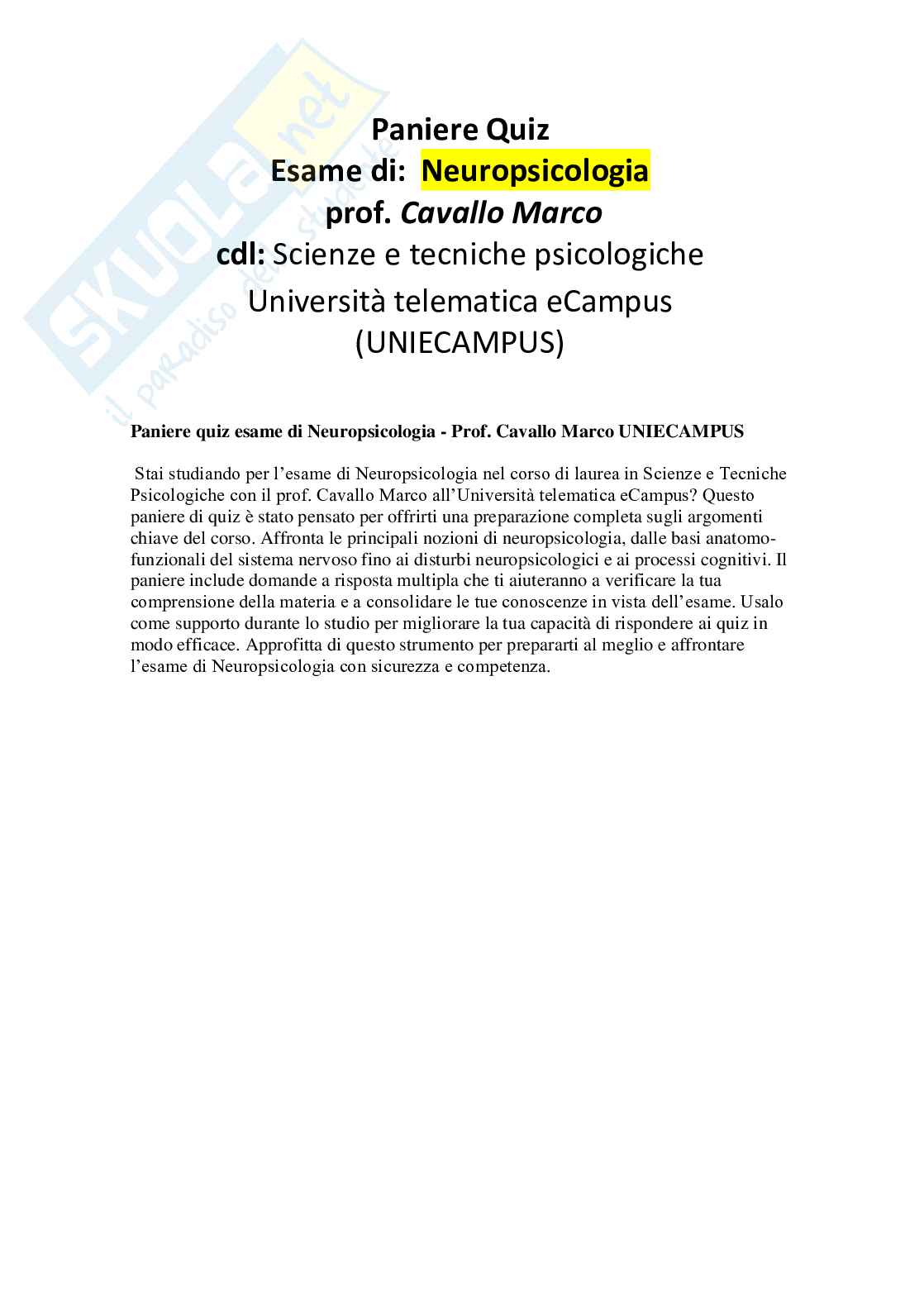 Neuropsicologia Pag. 1