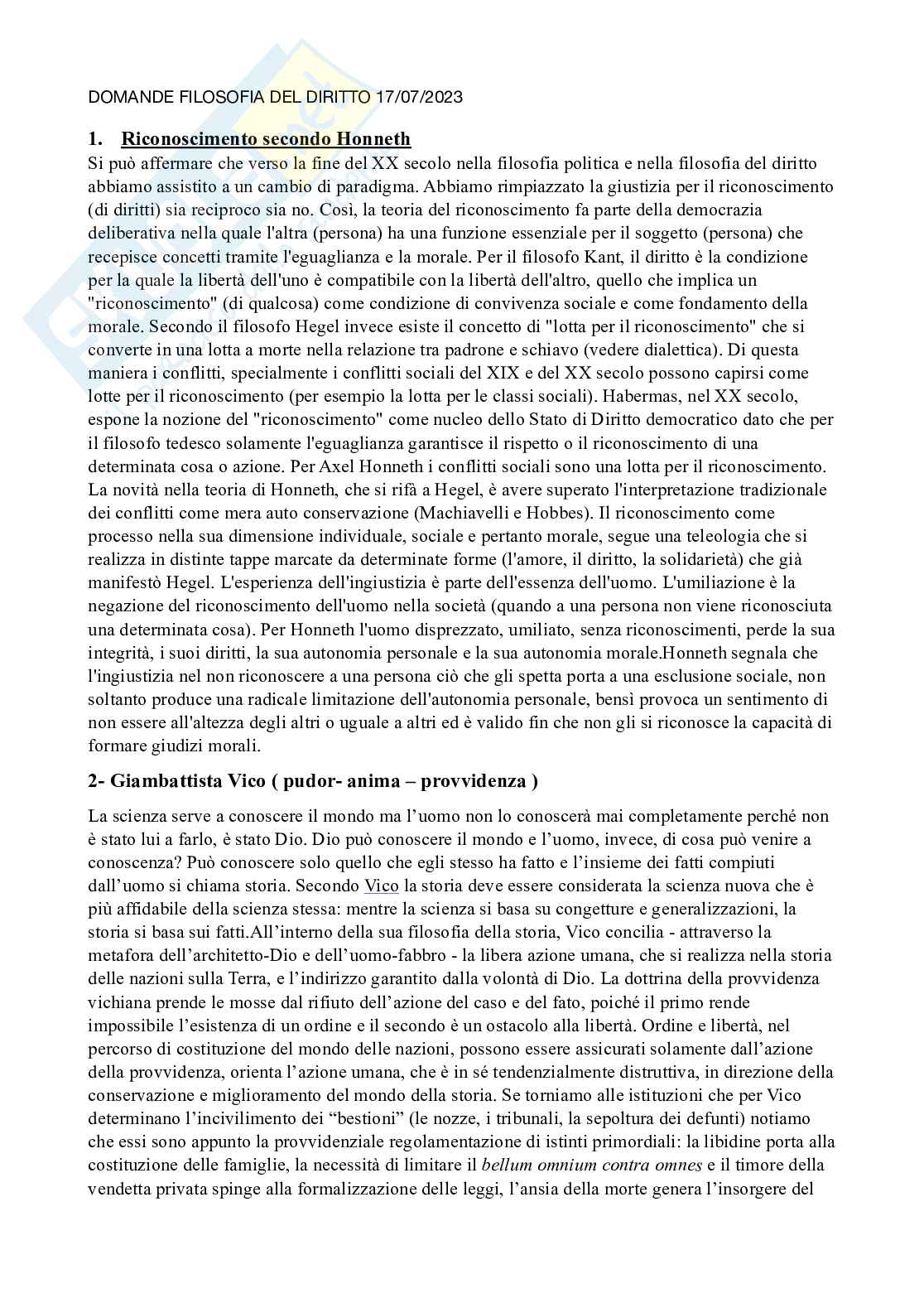 Domande frequenti Filosofia del diritto Pag. 1
