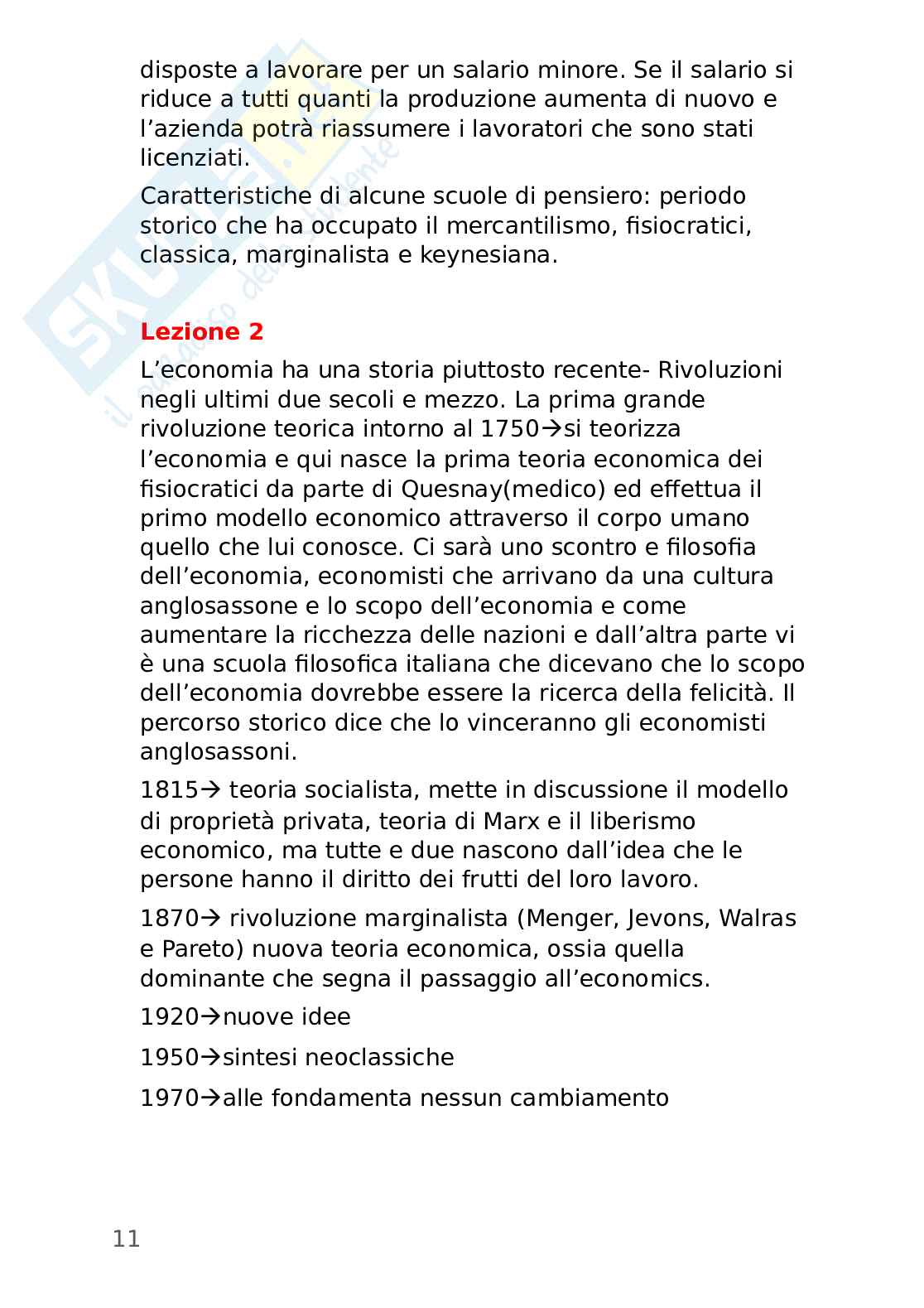 Pensiero economico nella storia delle idee e dei fatti Pag. 11