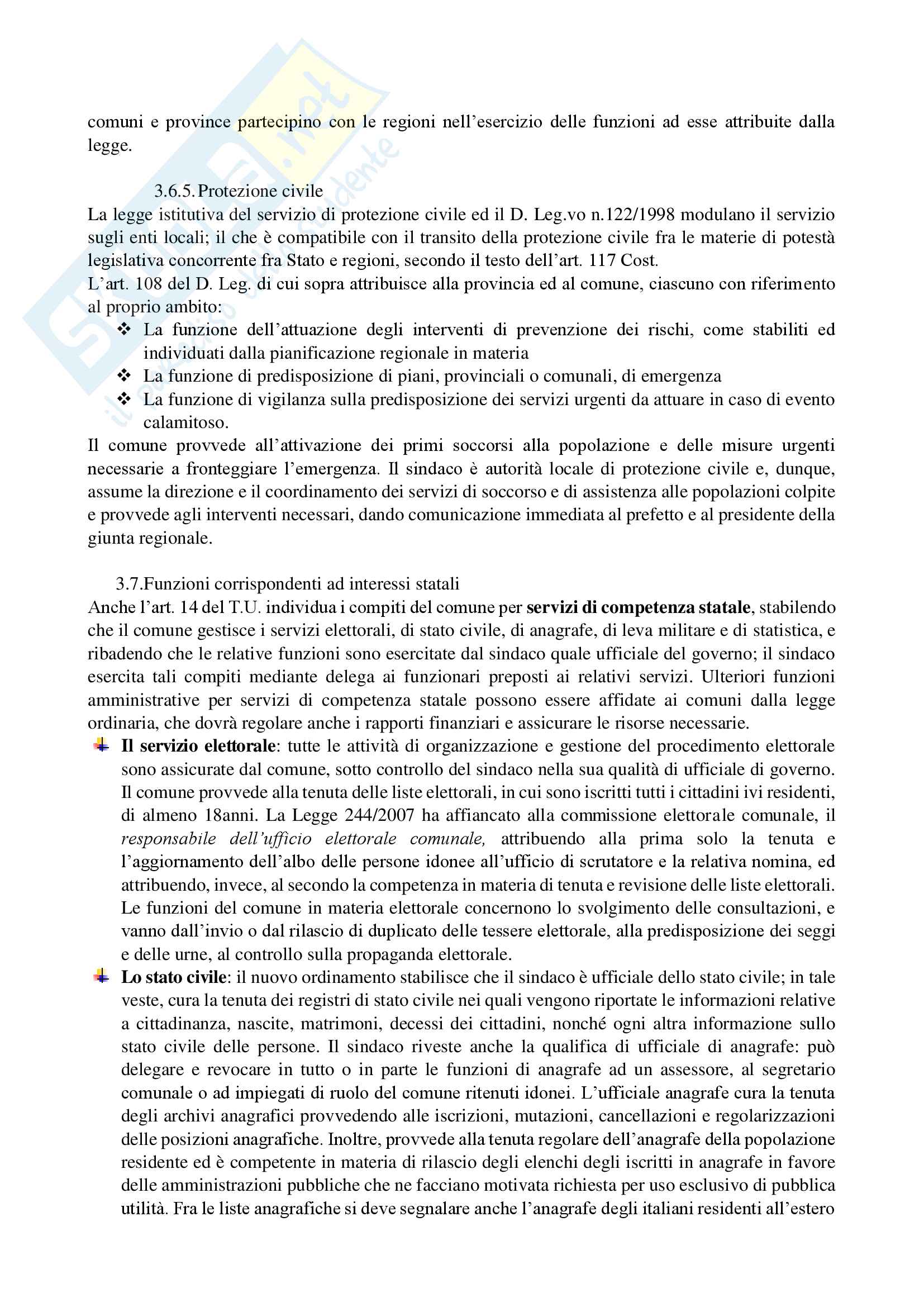 Riassunto esame diritto regionale e degli enti locali, Prof.ssa Specchia, libro consigliato Diritto degli enti locali, 14edizione (2014), Staderini, Caretti e Milazzo Pag. 86