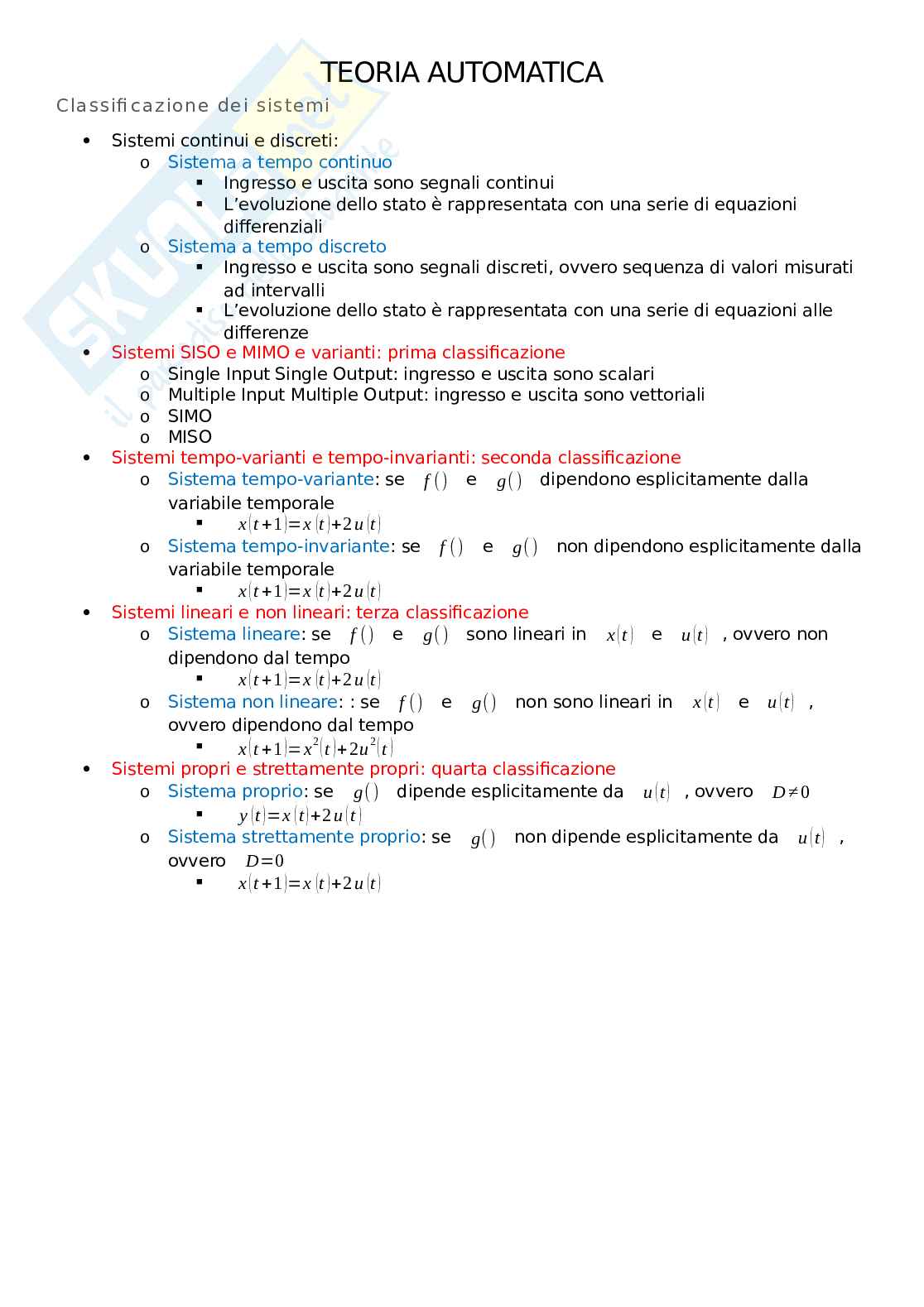 Automatica, teoria Pag. 1