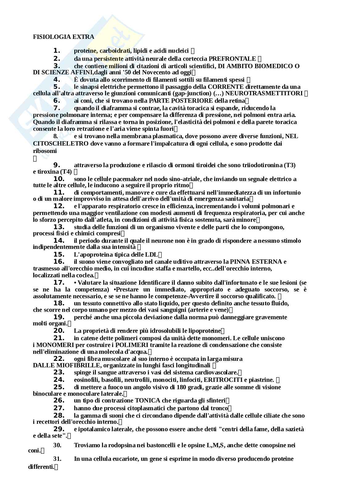 Domande e risposte Fisiologia umana, aggiornato e completo. In ordine + Extra Pag. 31