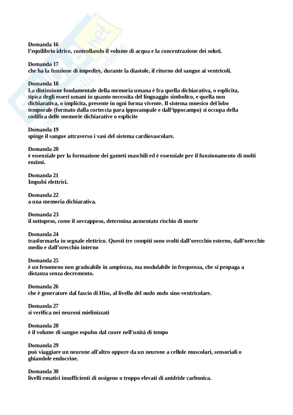 Domande e risposte Fisiologia umana, aggiornato e completo. In ordine + Extra Pag. 36