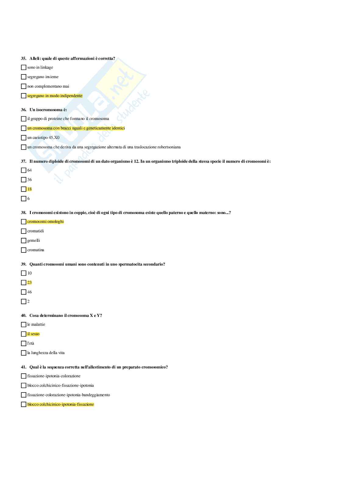 Paniere Genetica medica - Risposte multiple (2026) Pag. 16