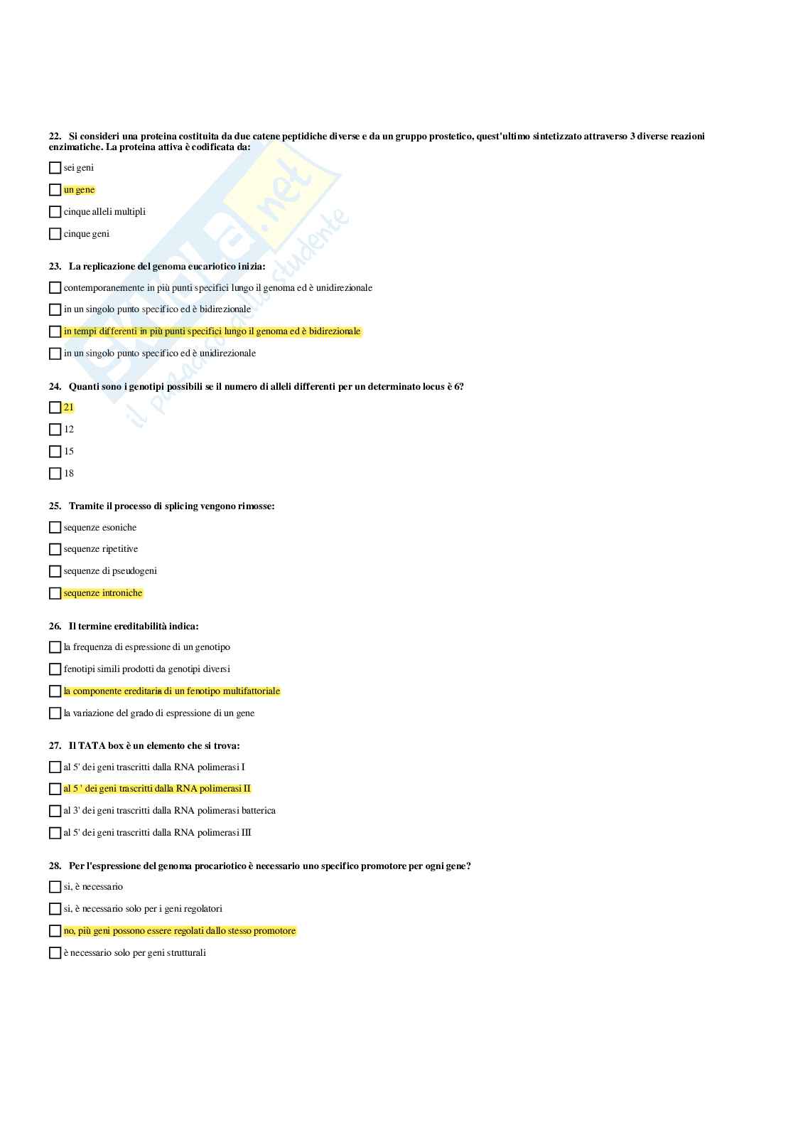 Paniere Genetica medica - Risposte multiple (2026) Pag. 6