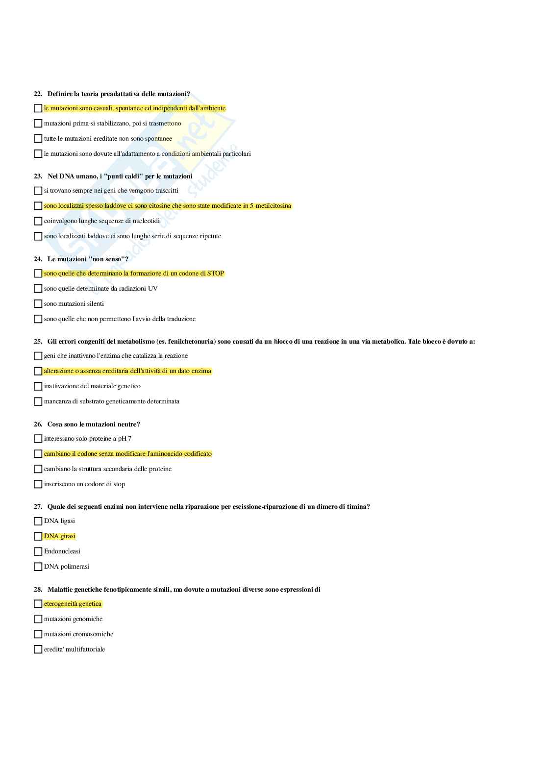 Paniere Genetica medica - Risposte multiple (2026) Pag. 81