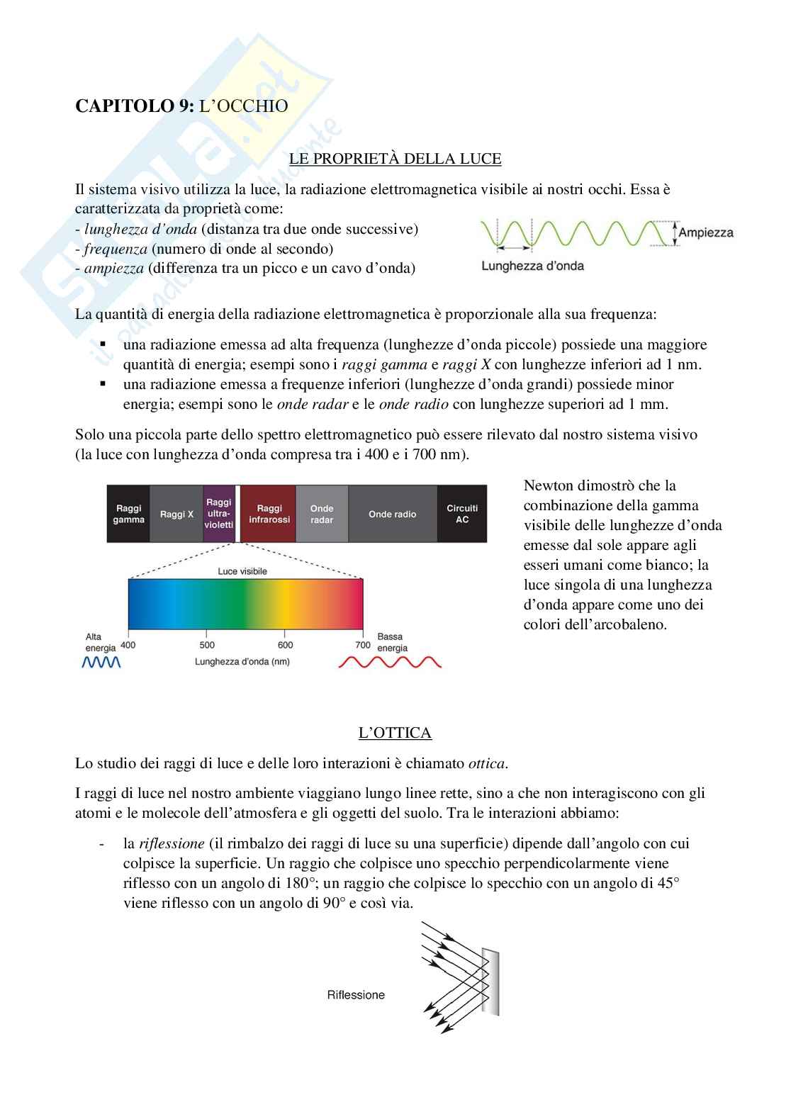 Riassunto esame Psicobiologia 1, Prof. Berchicci Marika, libro consigliato Neuroscienze. Esplorando il cervello (nel mio file sono presenti solo i capitoli 9-10-12), Bear, Connors, Paradiso Pag. 1