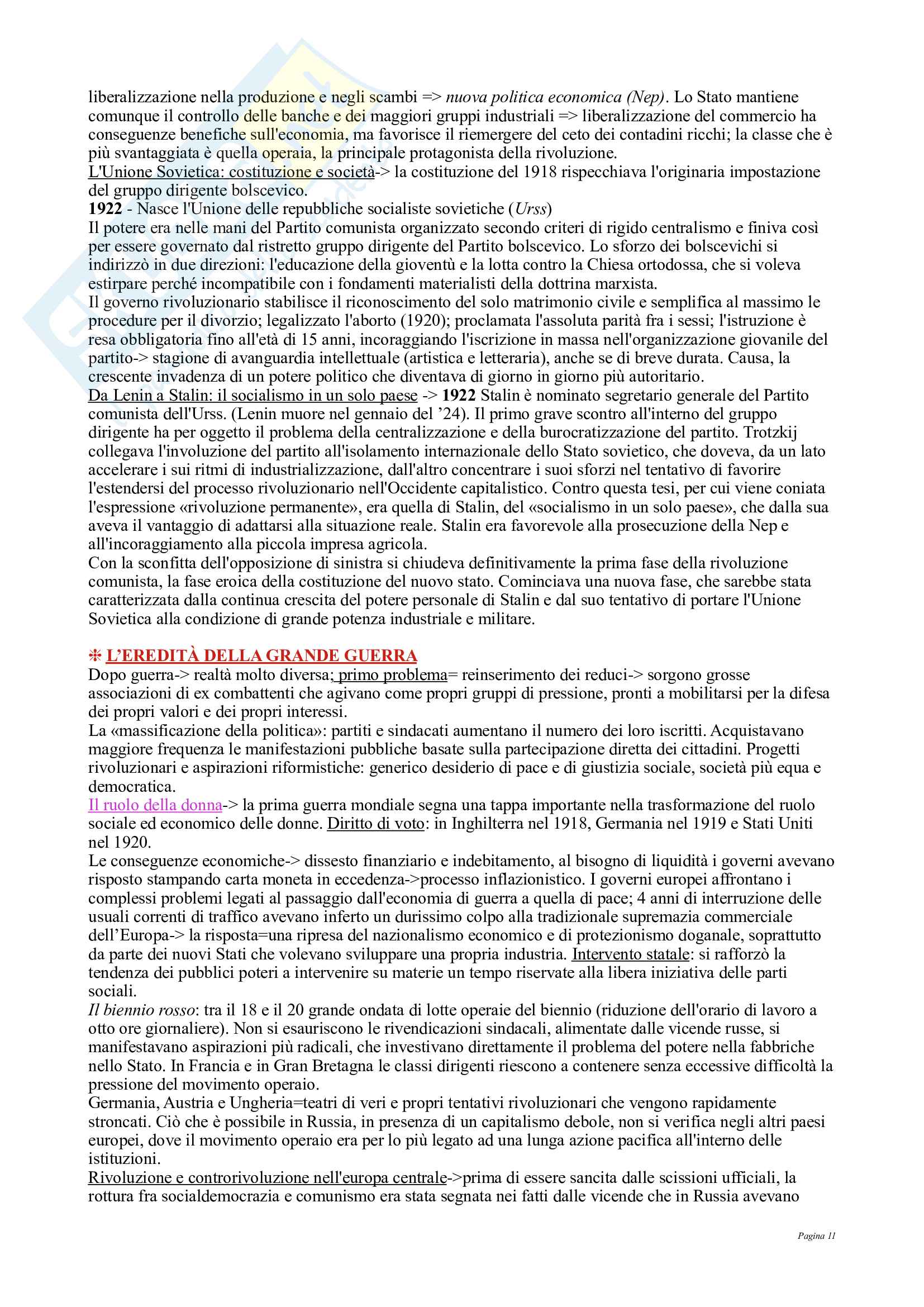 Appunti esame di storia contemporanea, professoressa Saresella Pag. 11