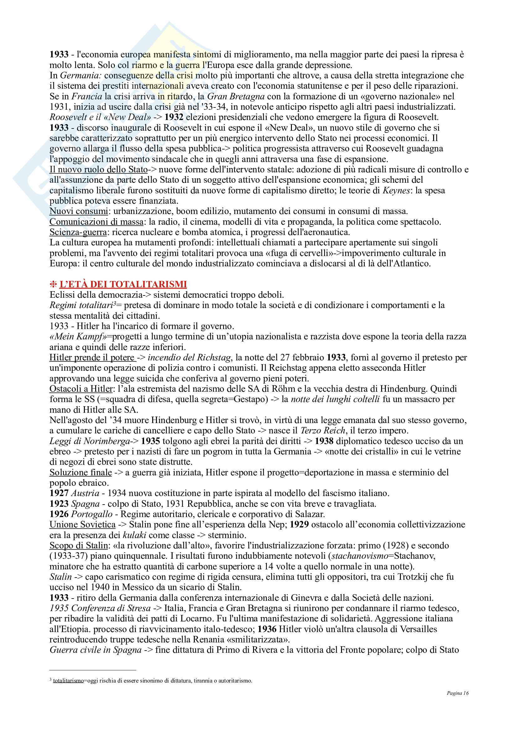 Appunti esame di storia contemporanea, professoressa Saresella Pag. 16