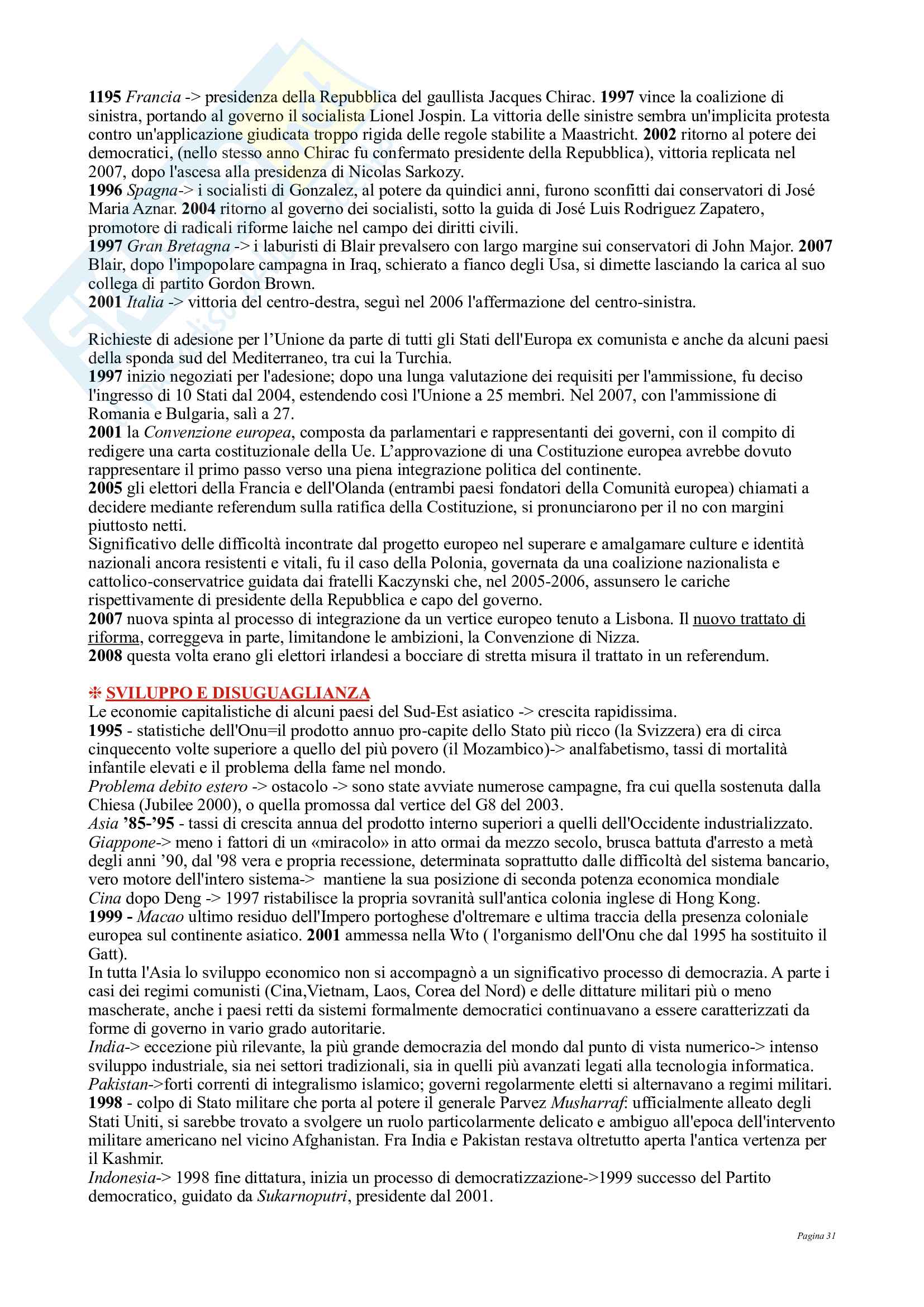 Appunti esame di storia contemporanea, professoressa Saresella Pag. 31