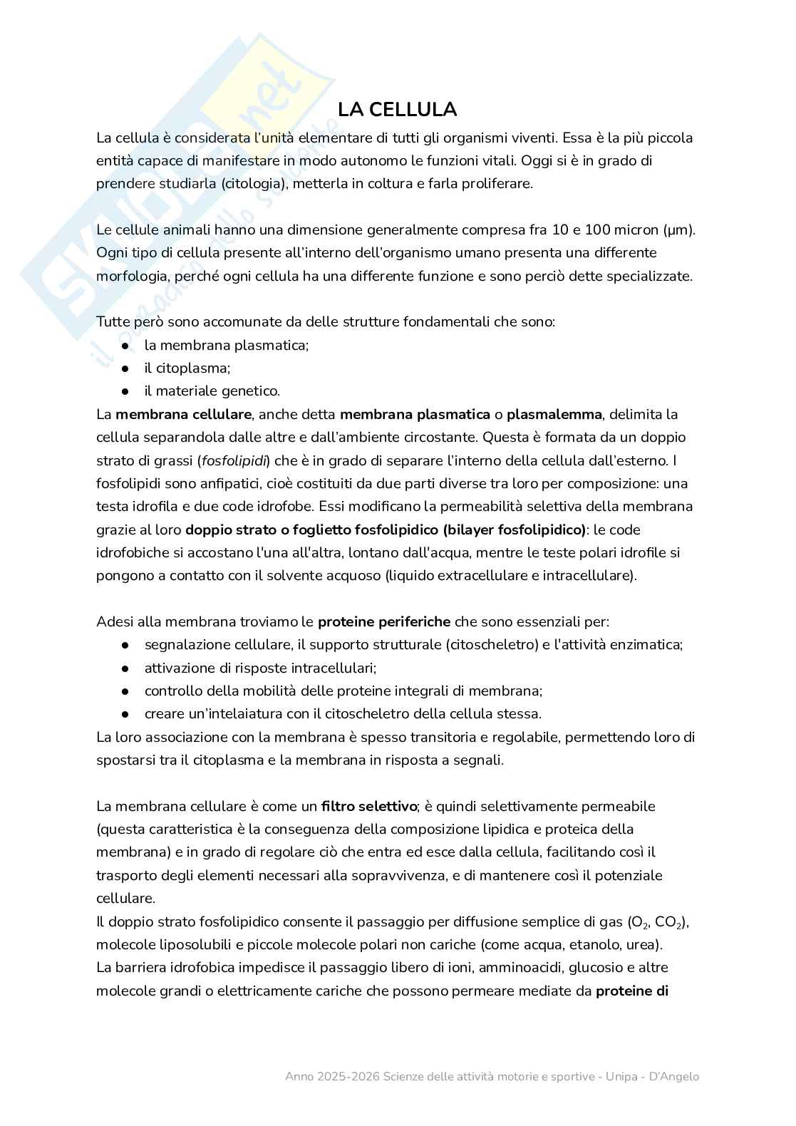 Cellula - l’unità elementare di tutti gli organismi viventi Pag. 1