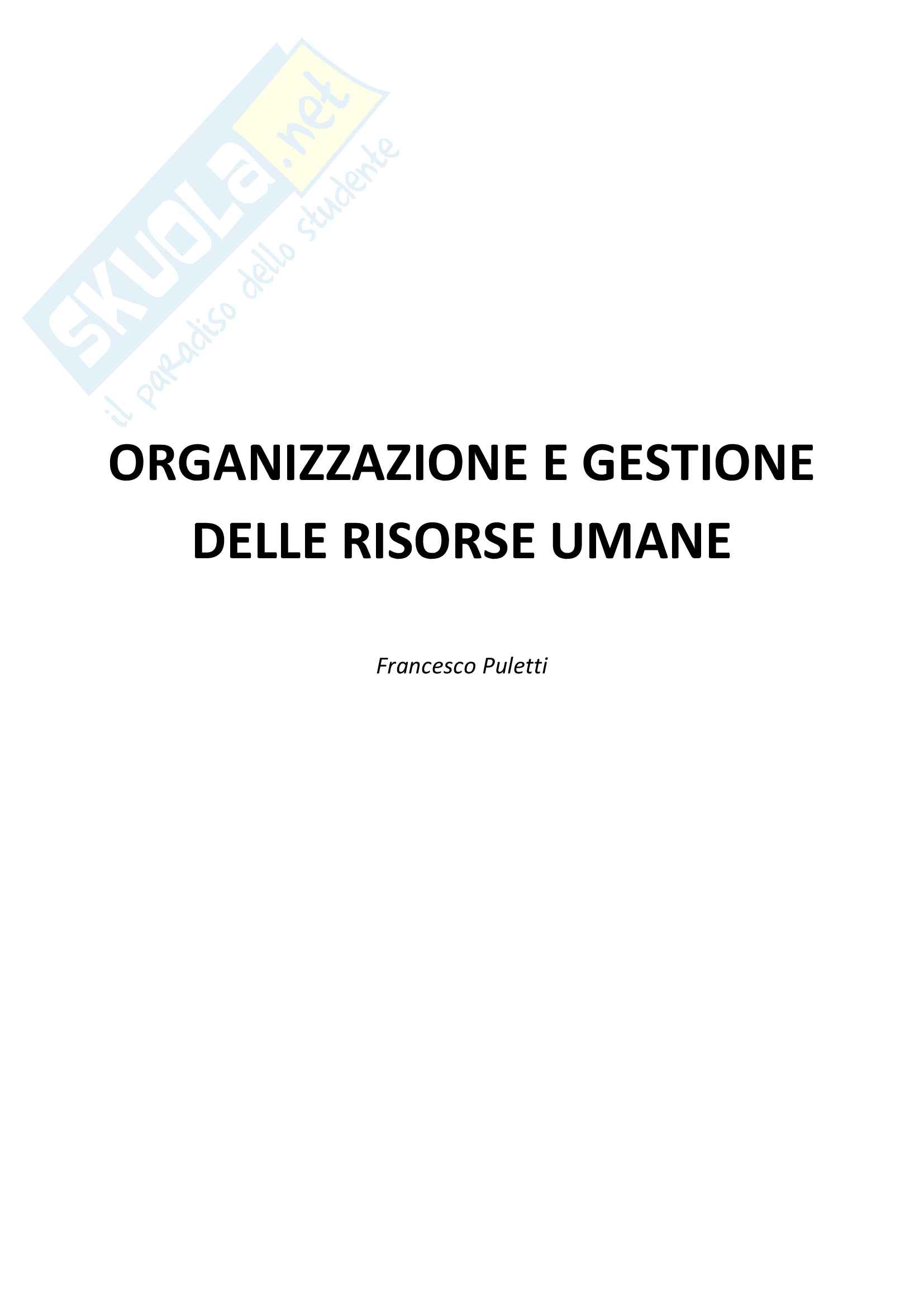 Nozioni Appunti Di Organizzazione E Gestione Delle Risorse Umane