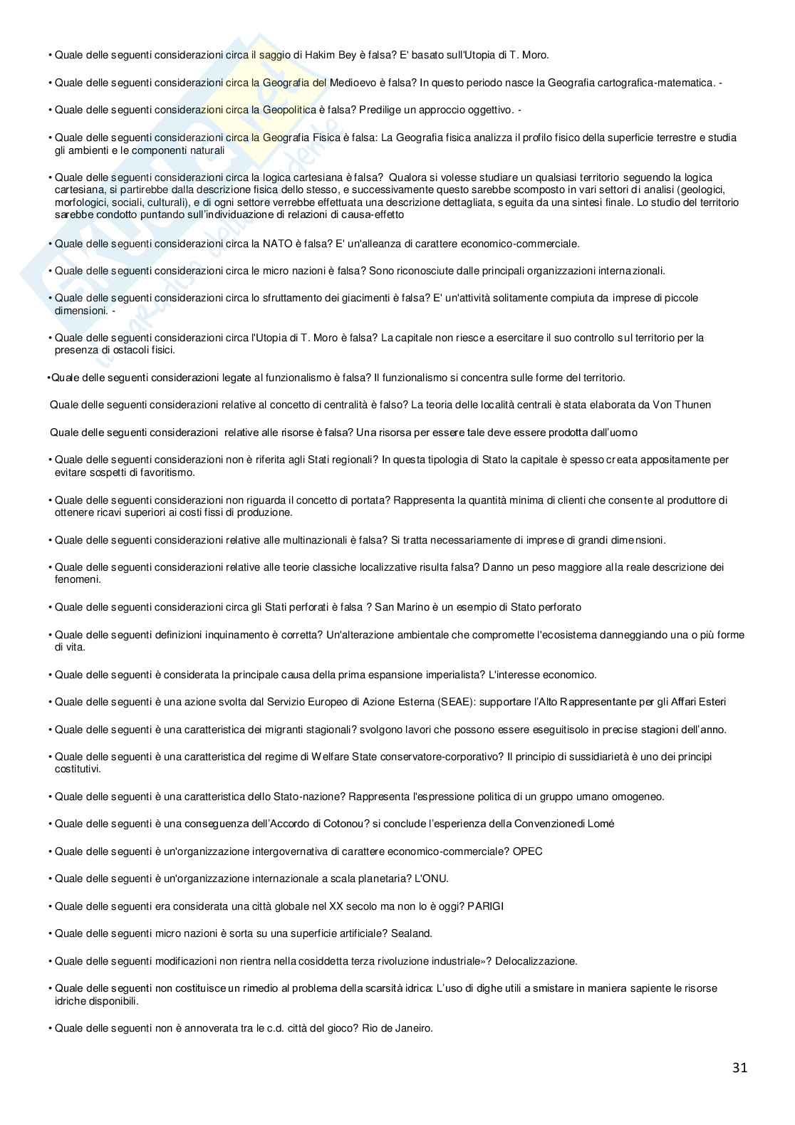 Test domande geografia economico-politica 2023 Pag. 31