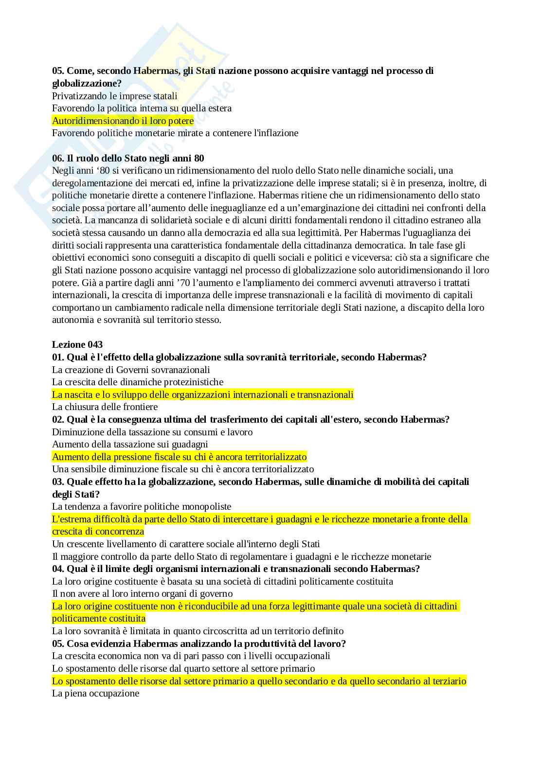 Ultima versione del paniere di storia delle dottrine politiche - risposte multiple e aperte Pag. 31