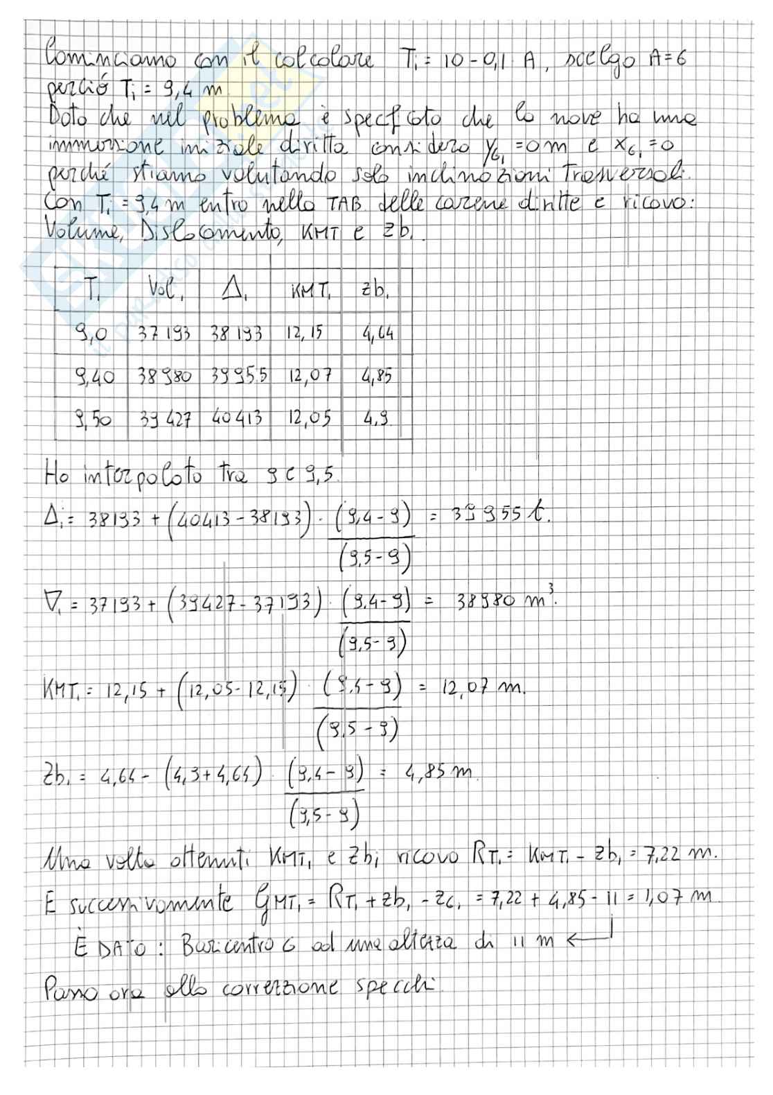 Esercitazione tipo esame di Statica della nave Pag. 2