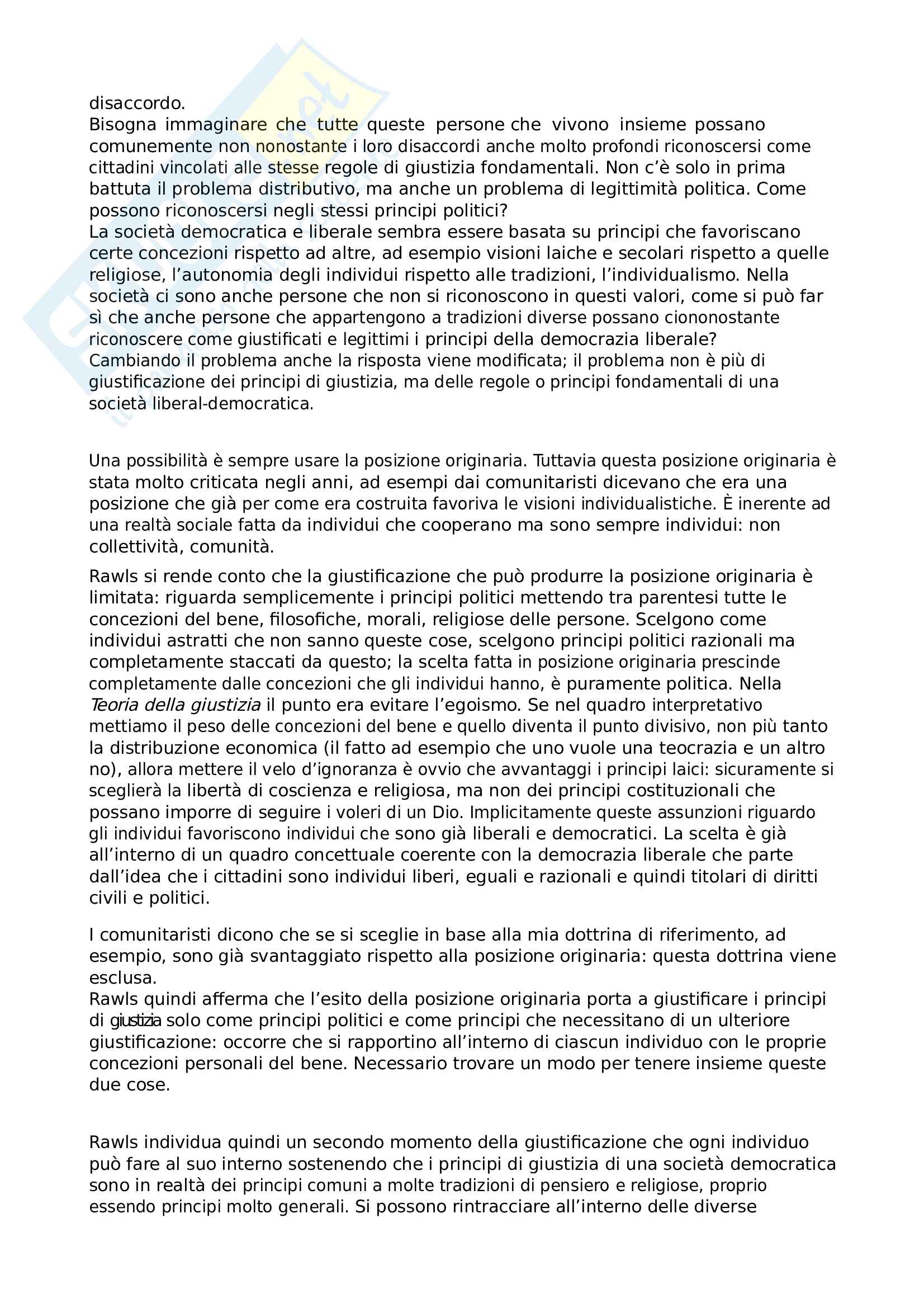 Filosofia Politica: Hobbes, Locke, Rousseau, Rawls e altri autori Pag. 41
